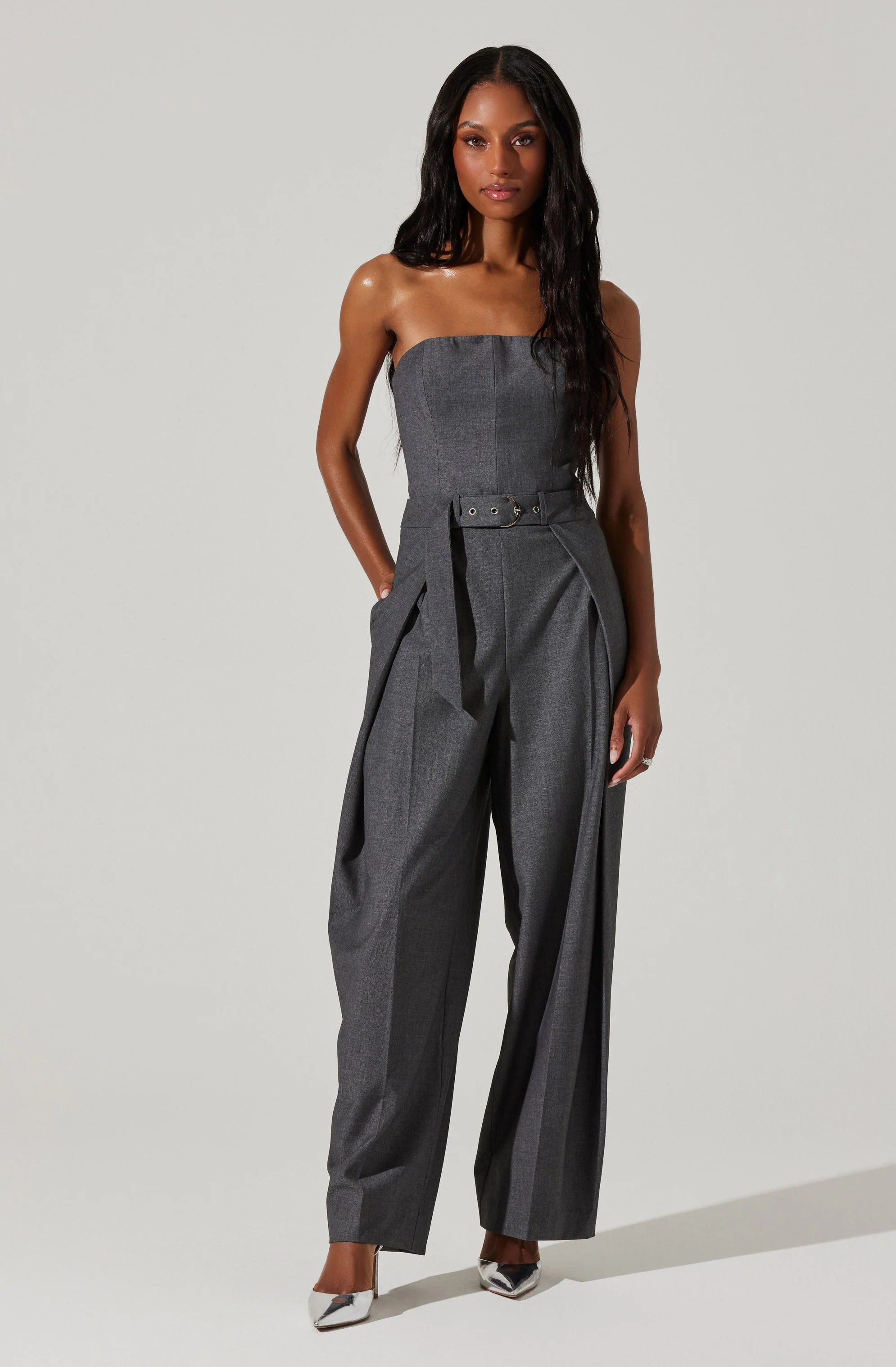 Bryony Tailored Pleat Belted Jumpsuit