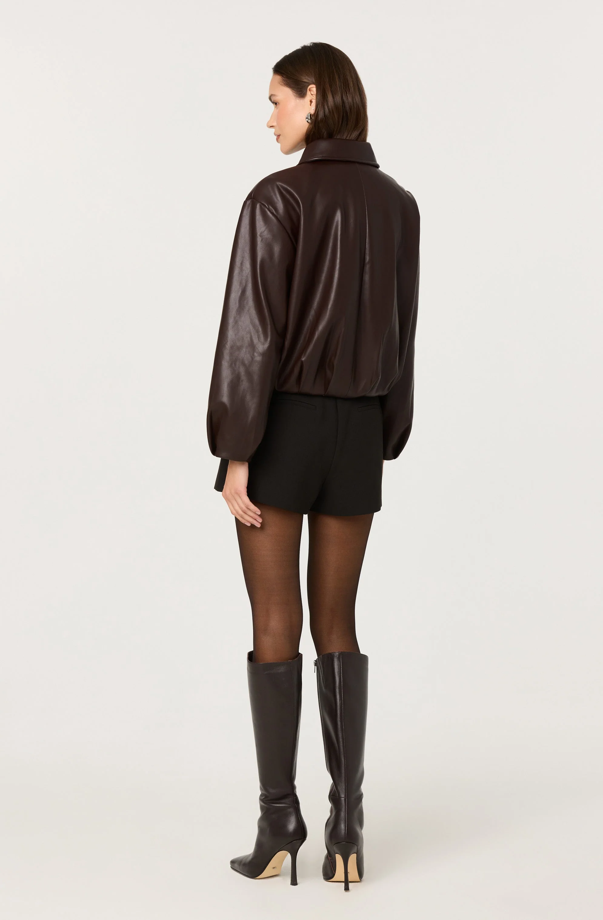 Raevin Faux Leather Bomber Jacket