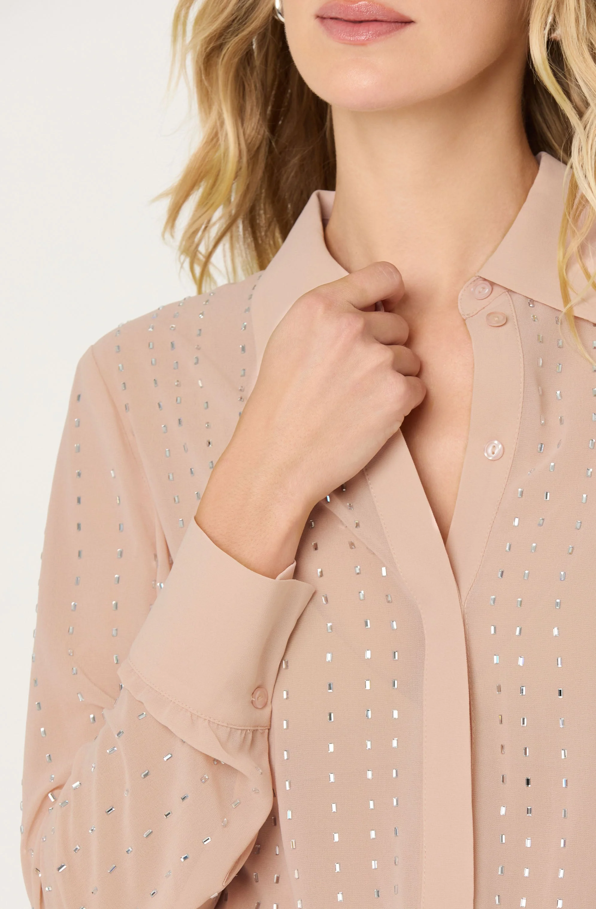 Cristal Semi-Sheer Rhinestone Shirt