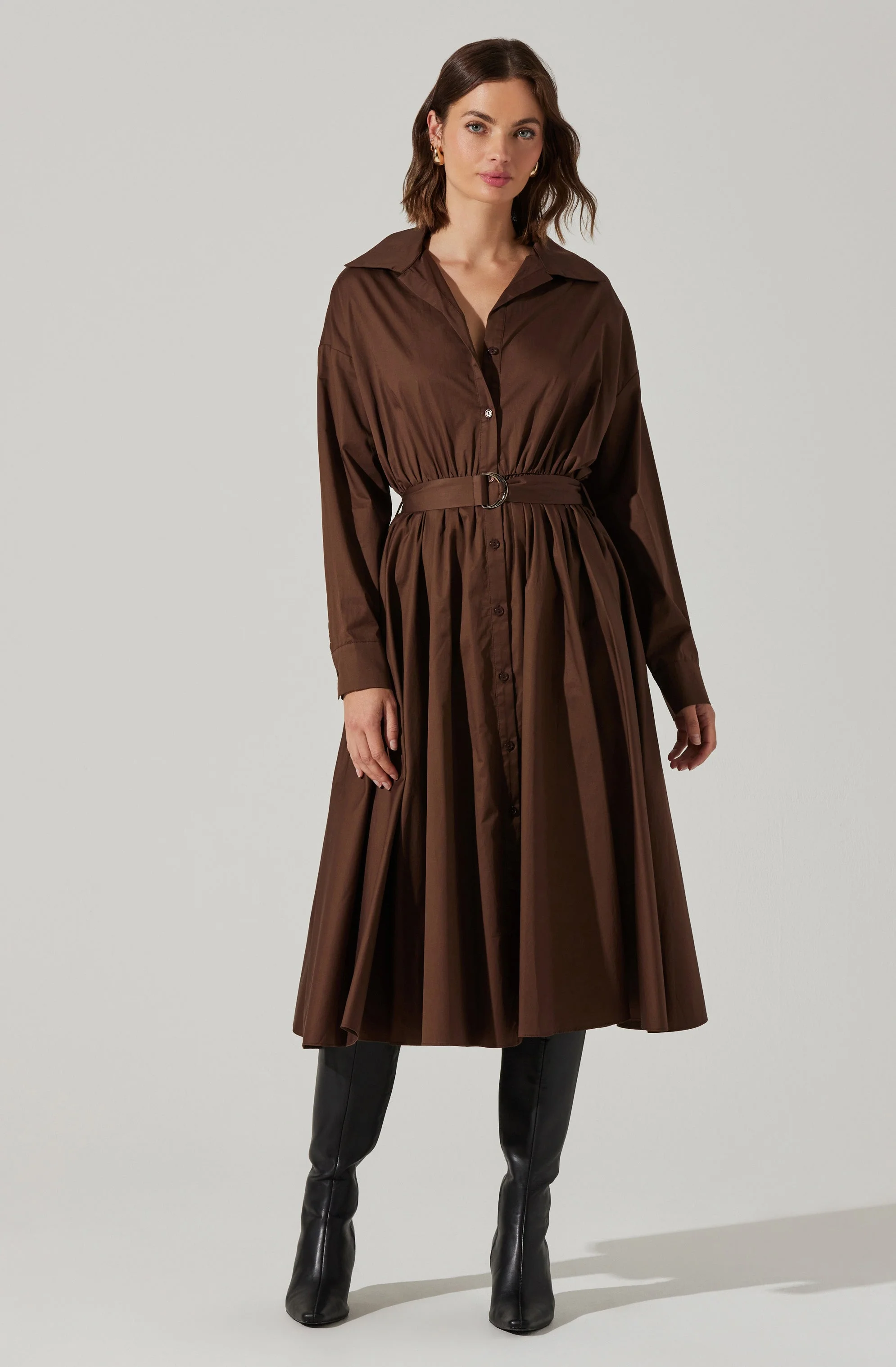 Darany Belted Midi Shirt Dress