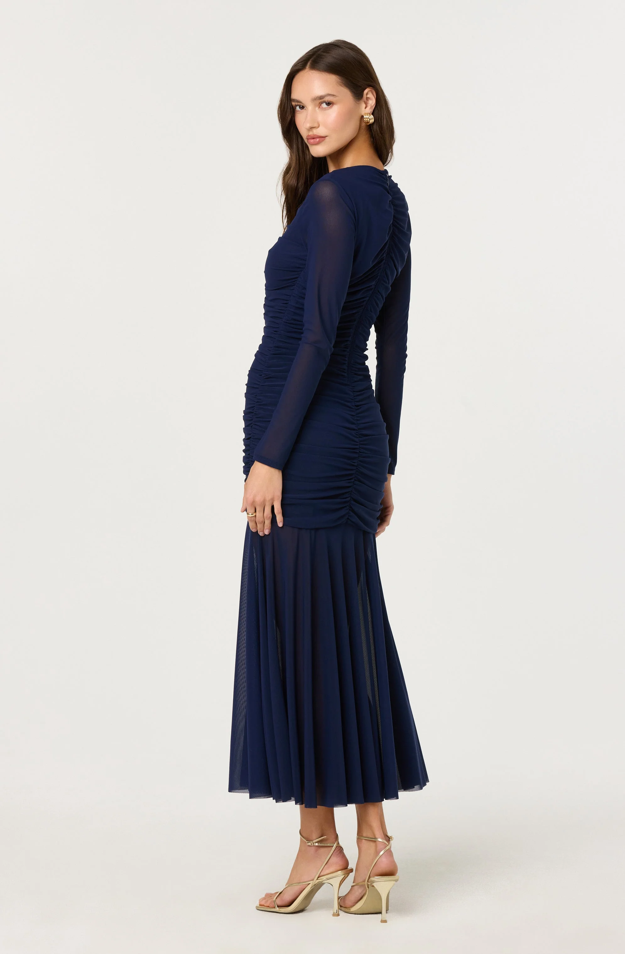 Yasmine Ruched Long Sleeve Dress
