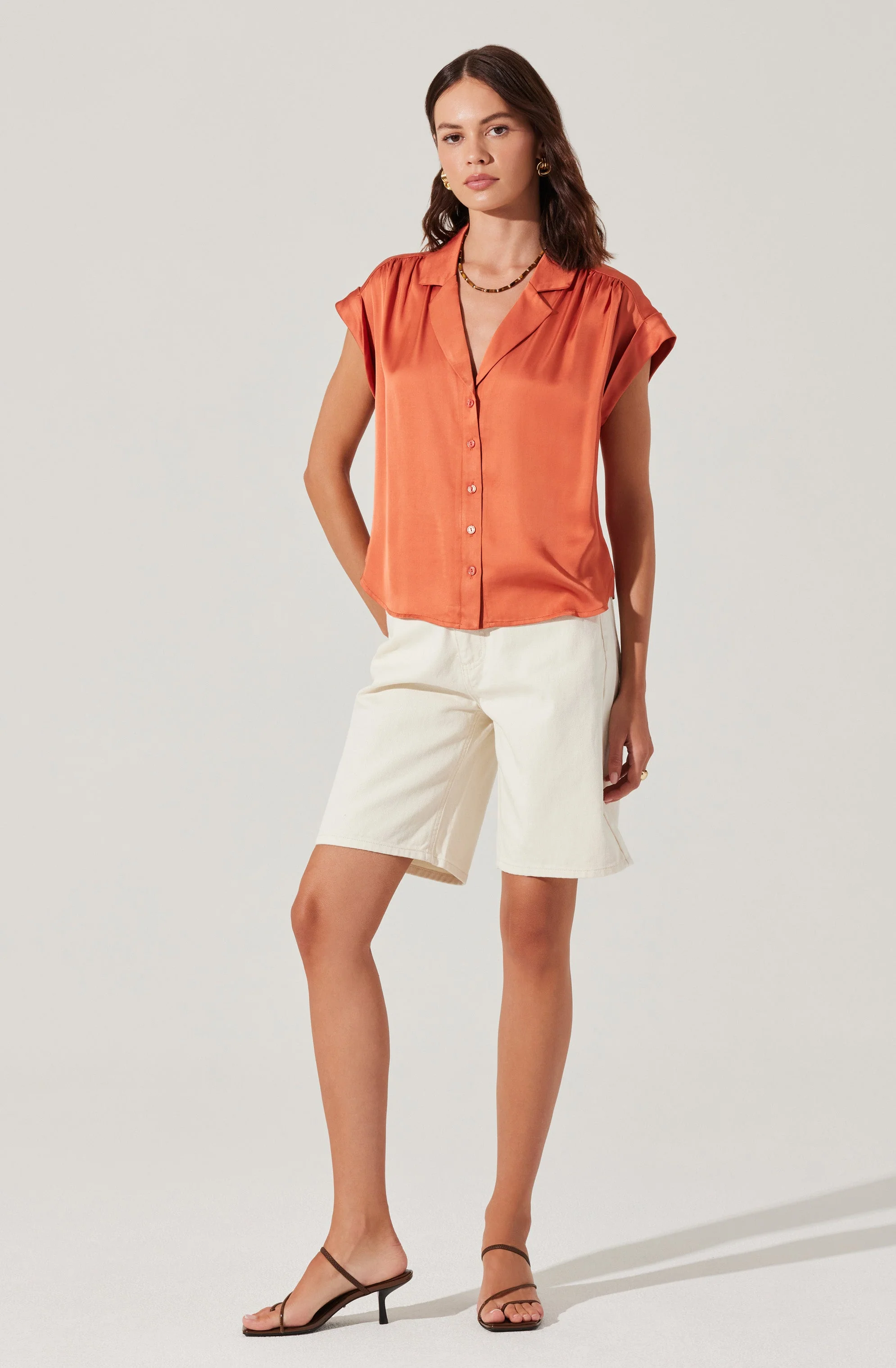 Callen Satin Button Up Top