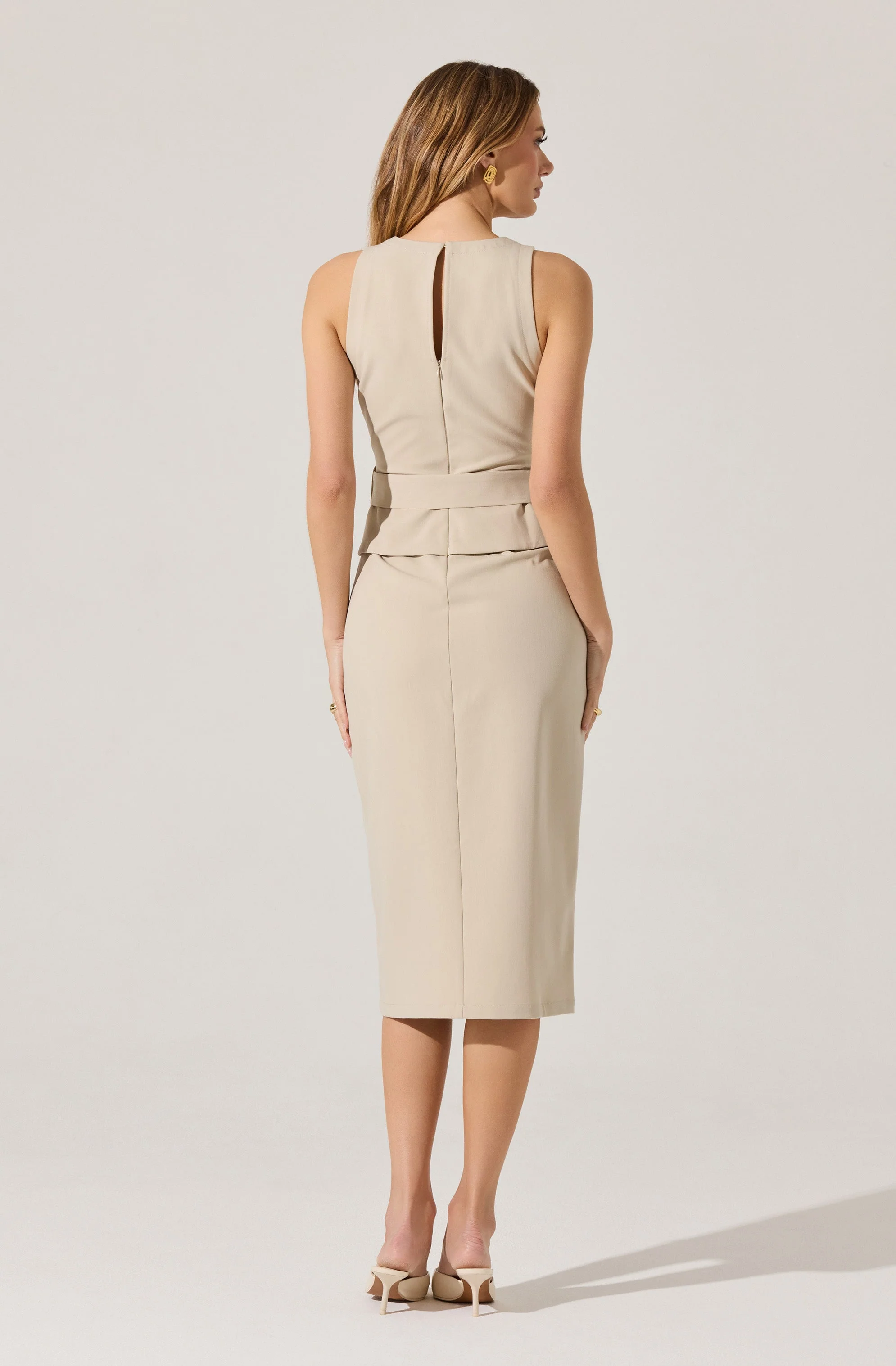 Tailored Belted Midi Dress