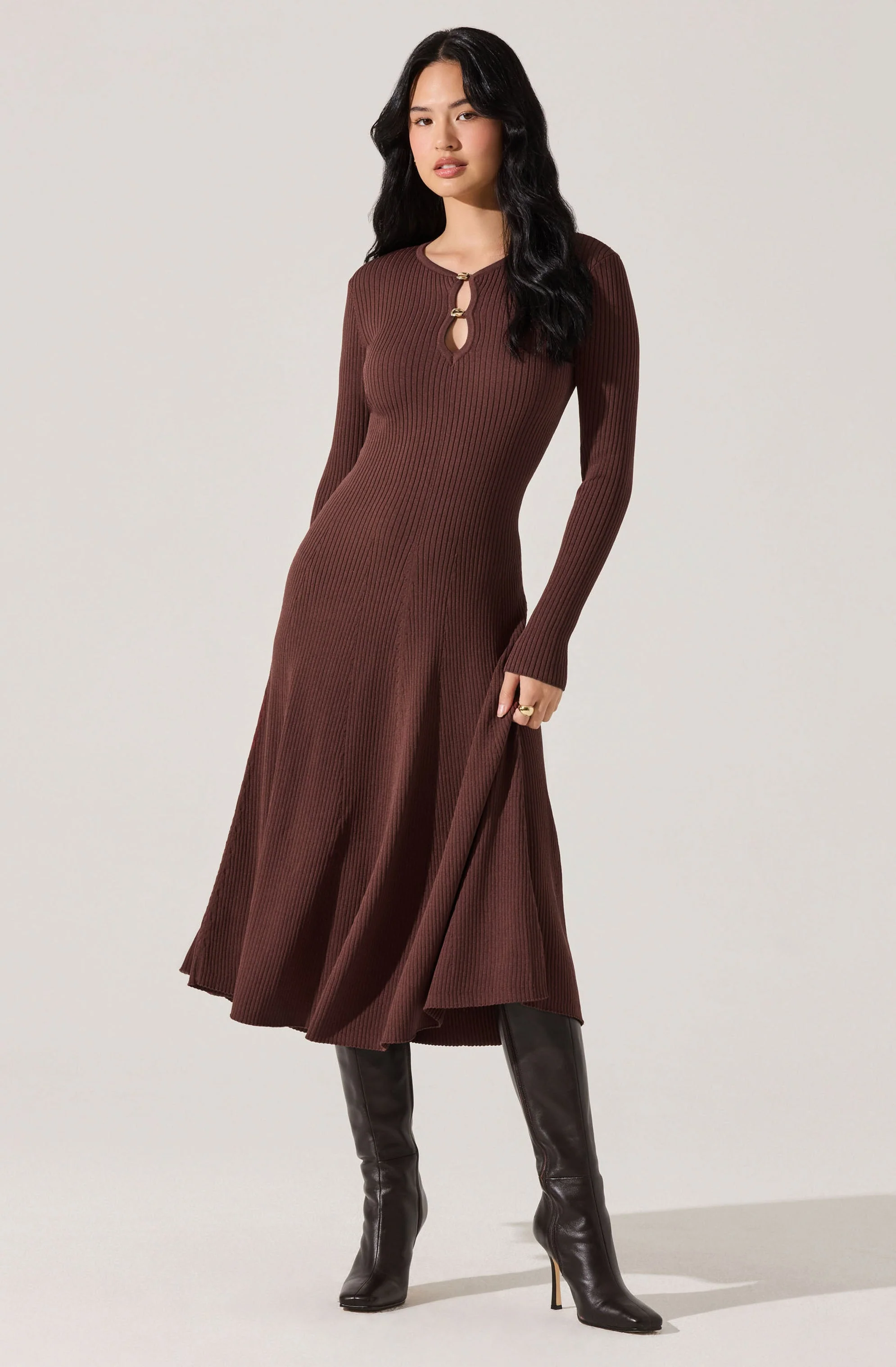 Fallyn Ribbed Sweater Midi Dress