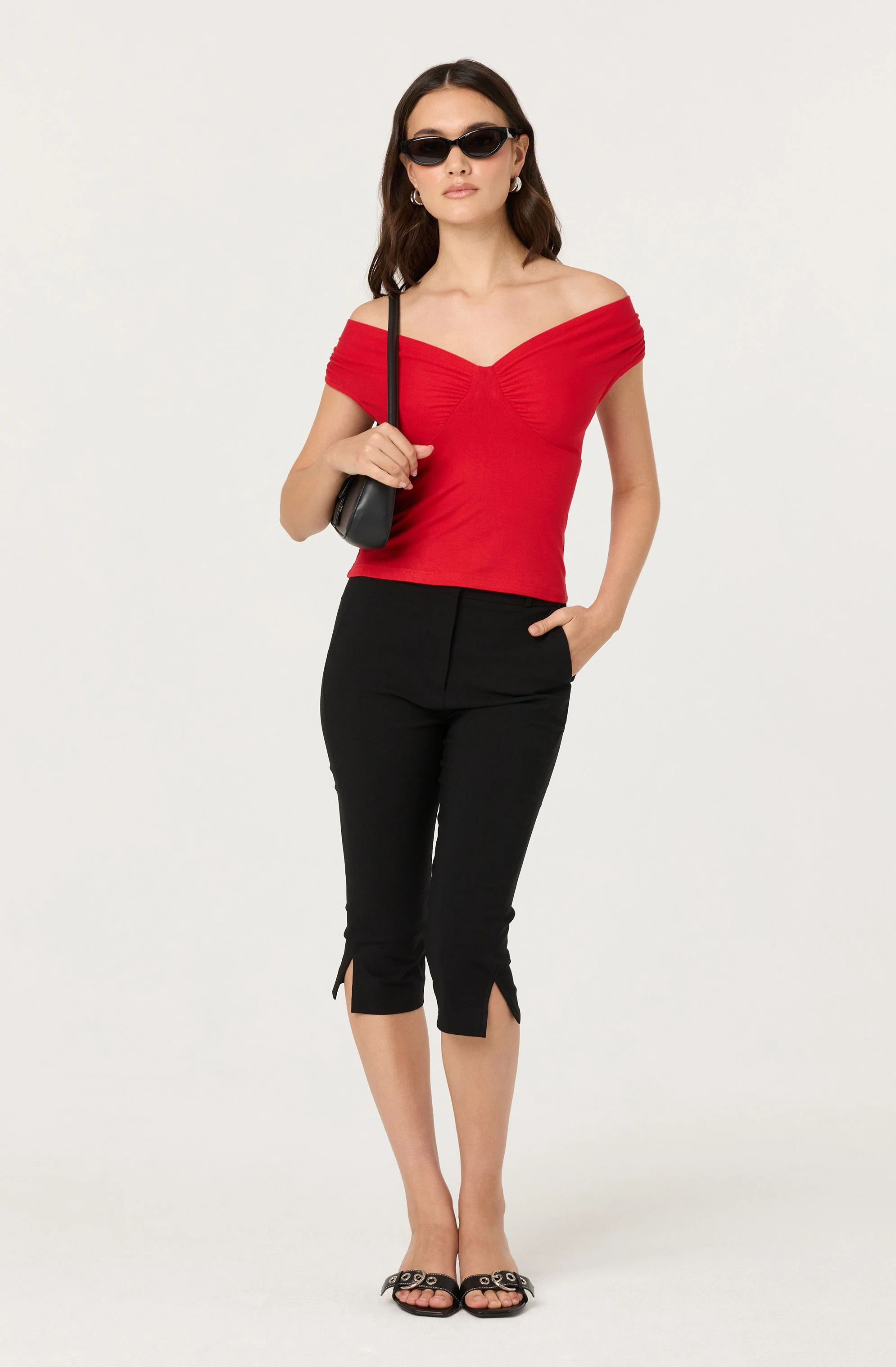 Ruched Off Shoulder Top