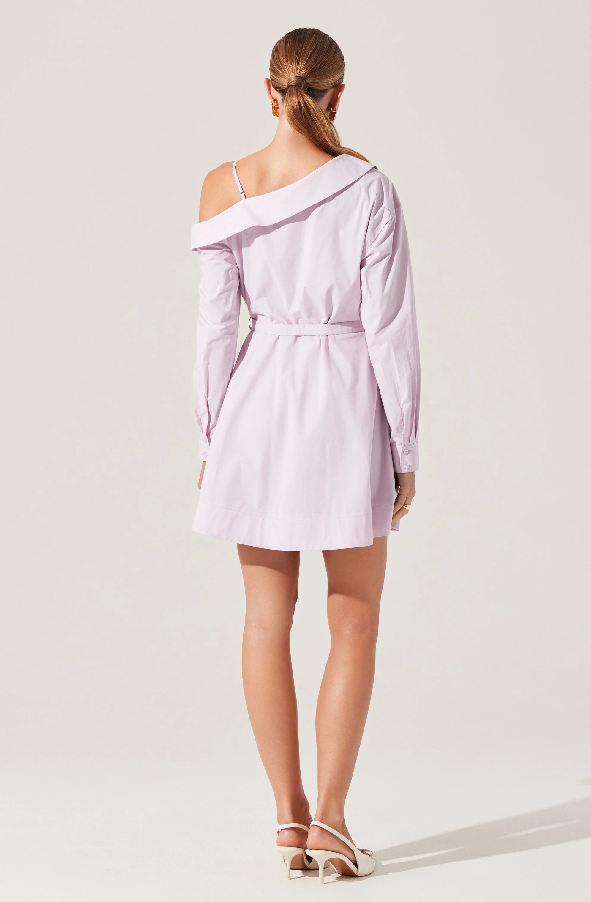 Aveni Off Shoulder Mini Shirt Dress