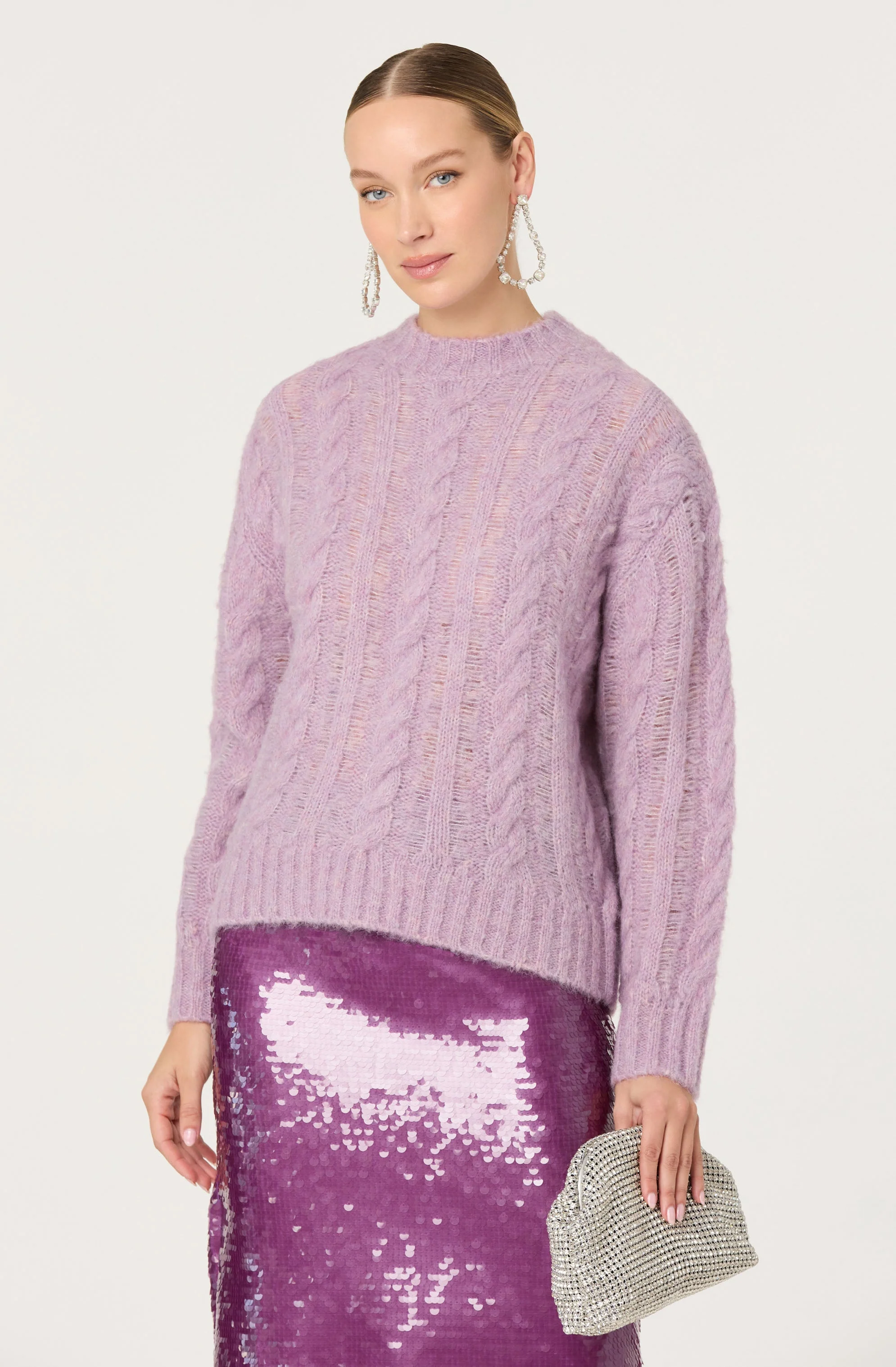 Violetta Cable Knit Crewneck Sweater