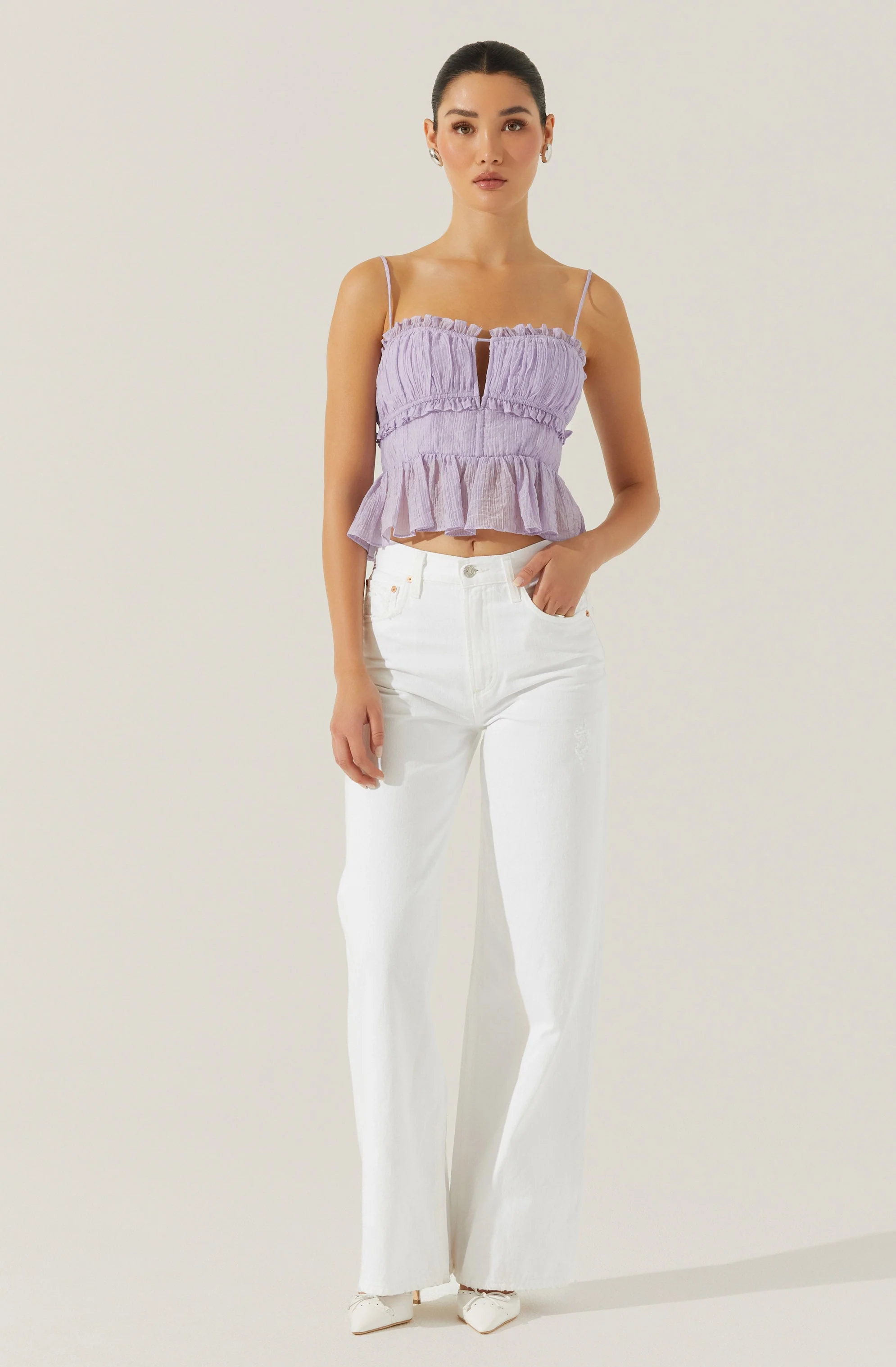 Sylvan Shirred Peplum Top