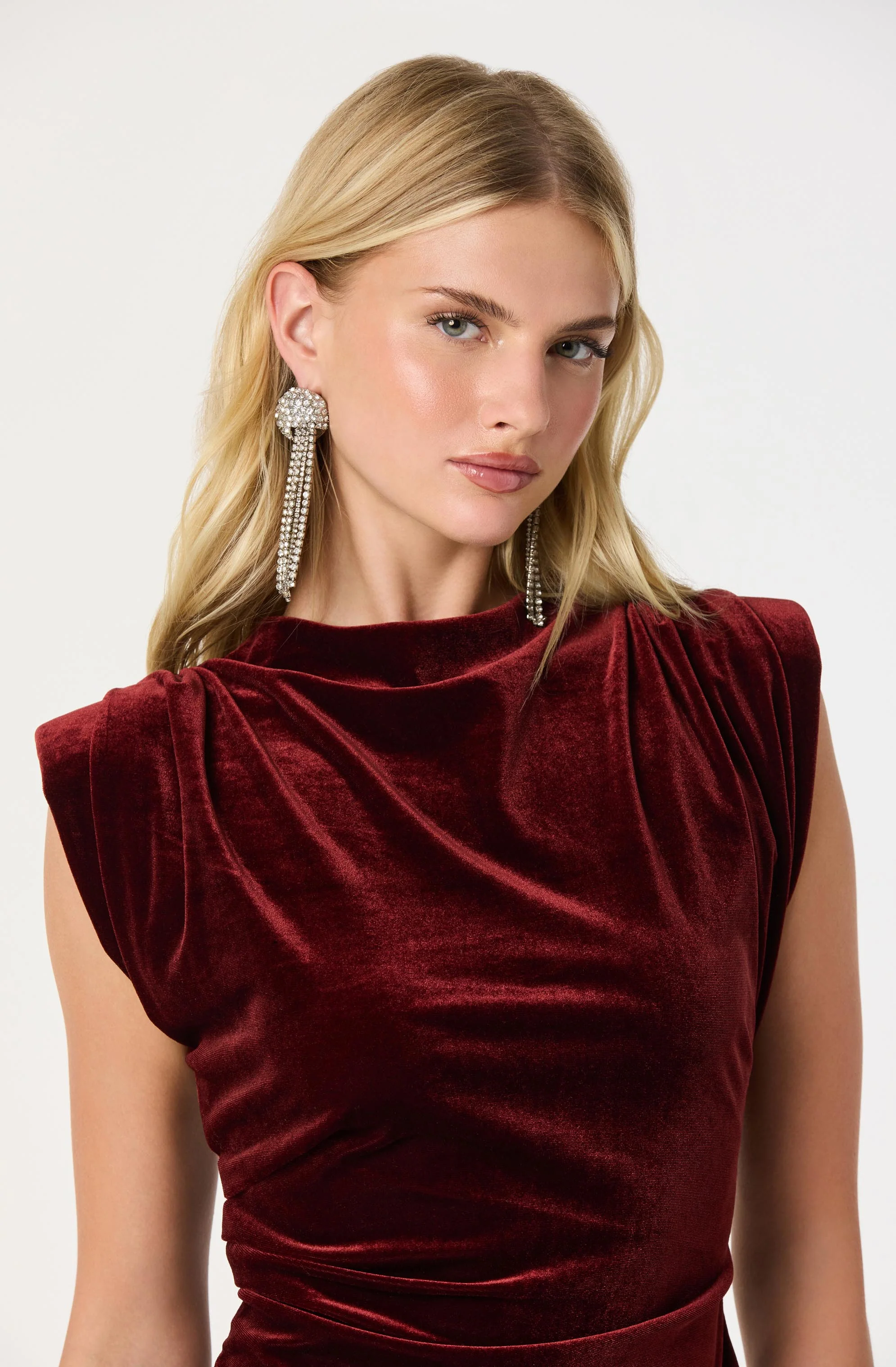 Velvet Draped Asymmetric Top