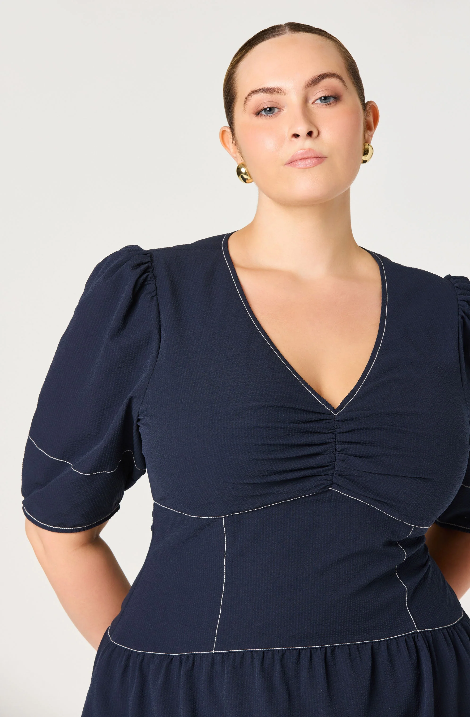 Samarra Contrast Stitch Midi Dress