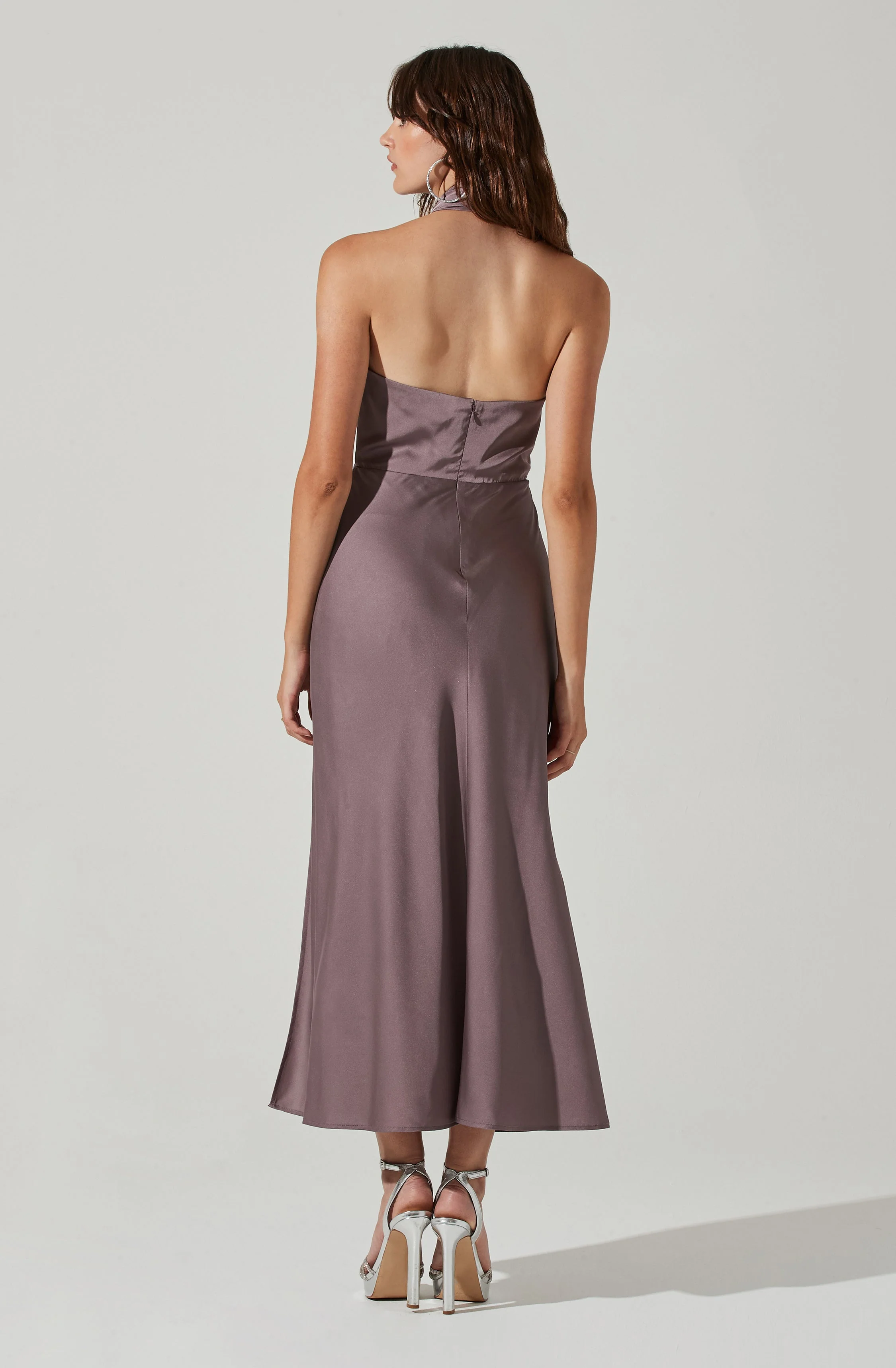 Marissa Satin Halter Neck Midi Dress