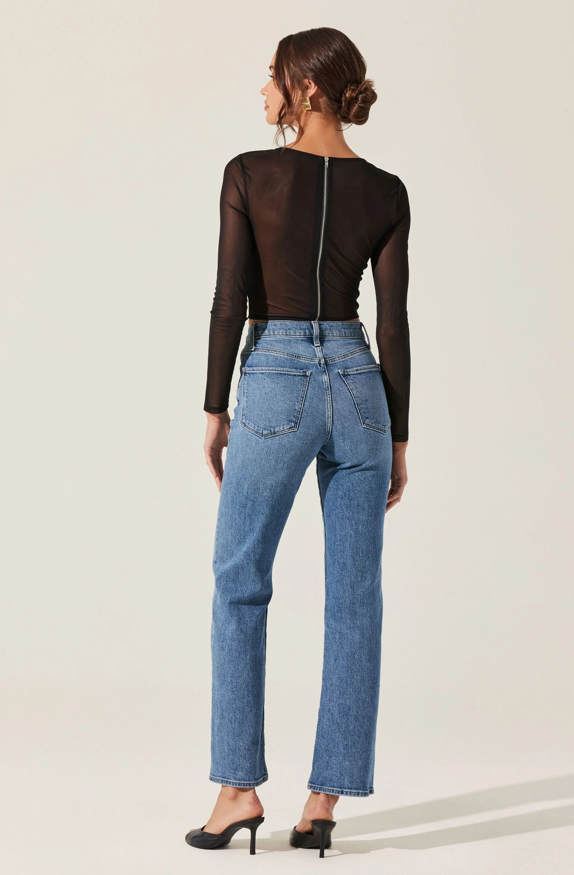 Long Sleeve Mesh Corset Top