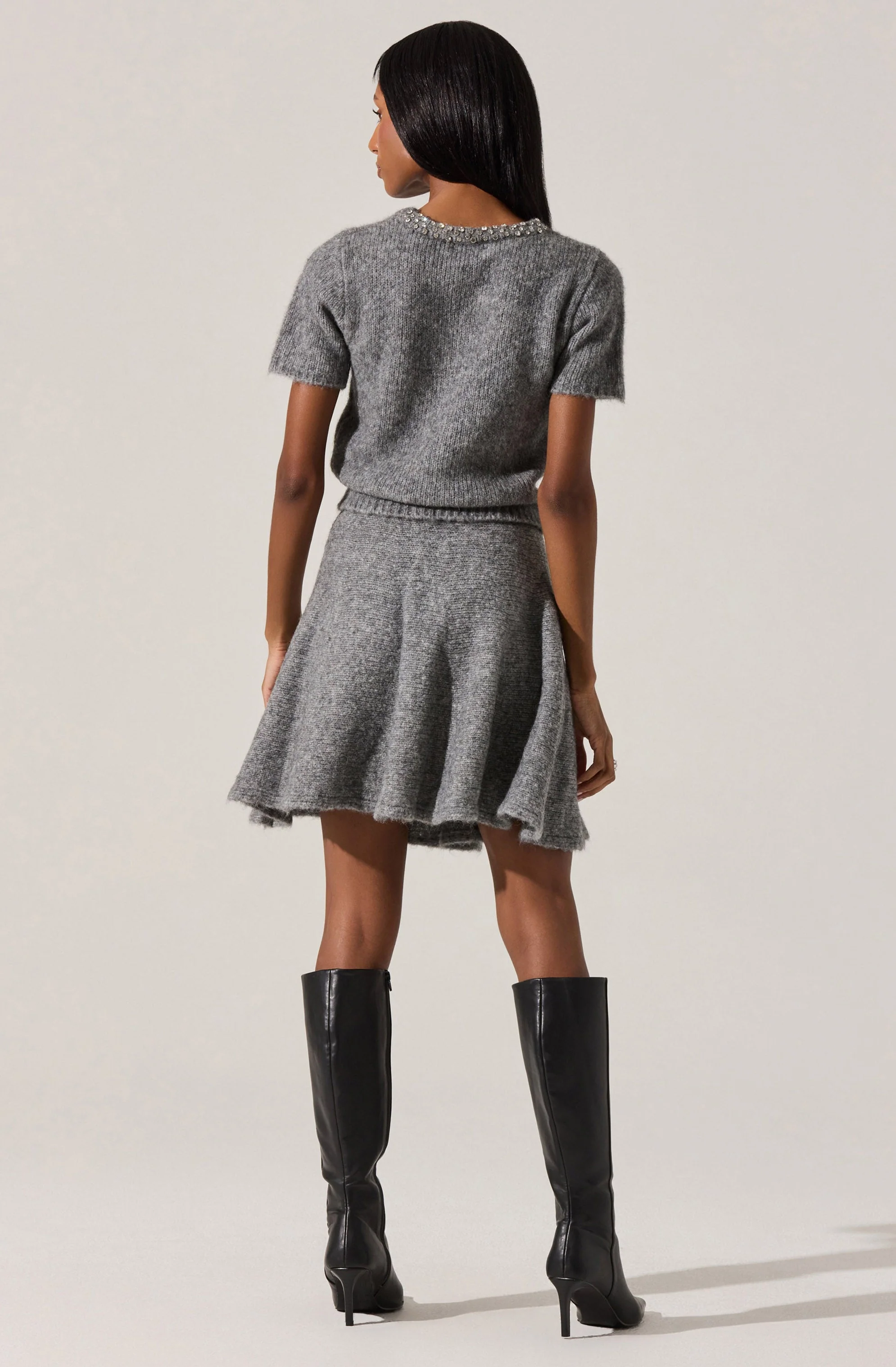 Malvie Flared Mini Sweater Skirt