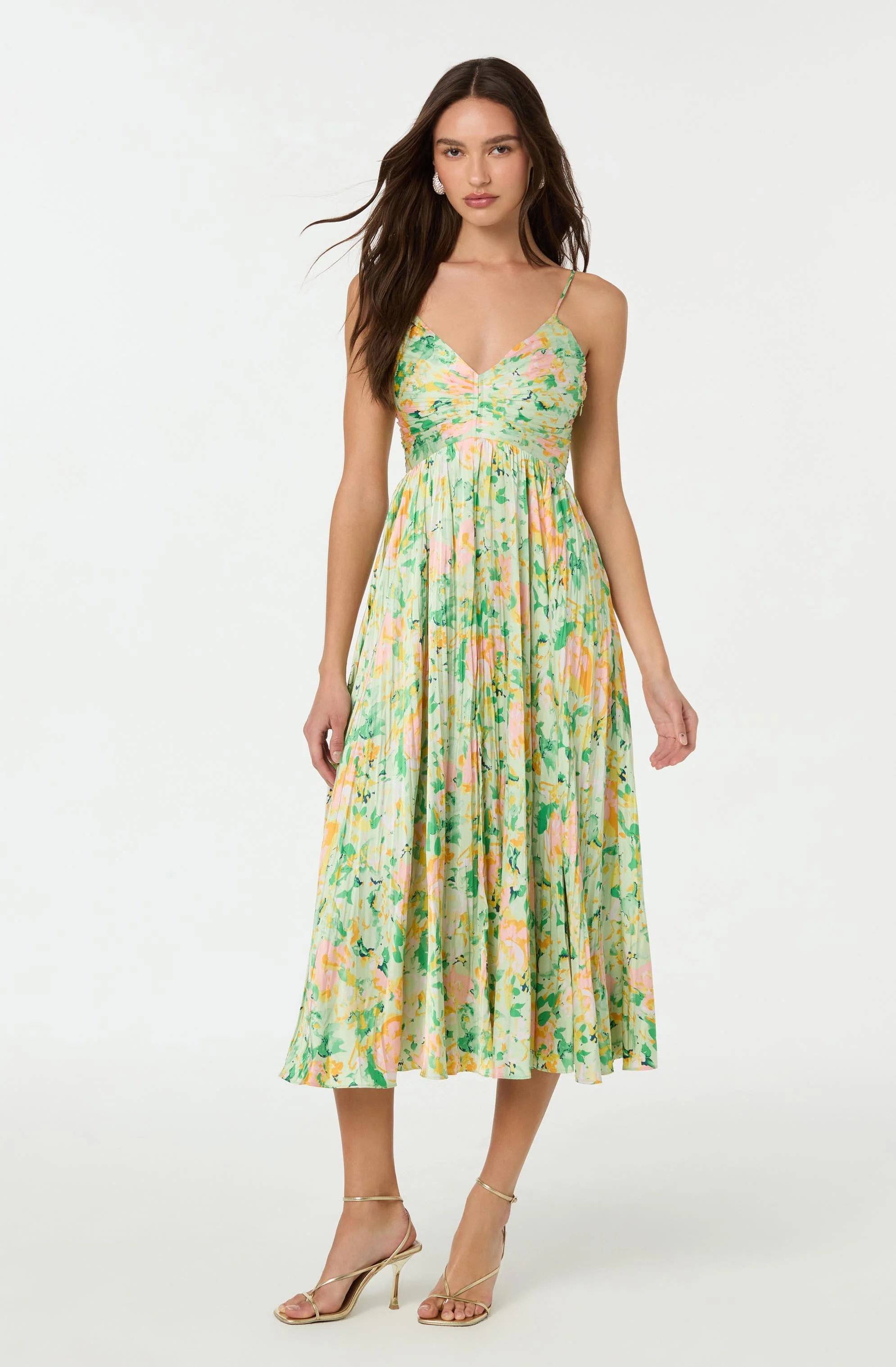 Maeve Printed Pleated Midi Dress
