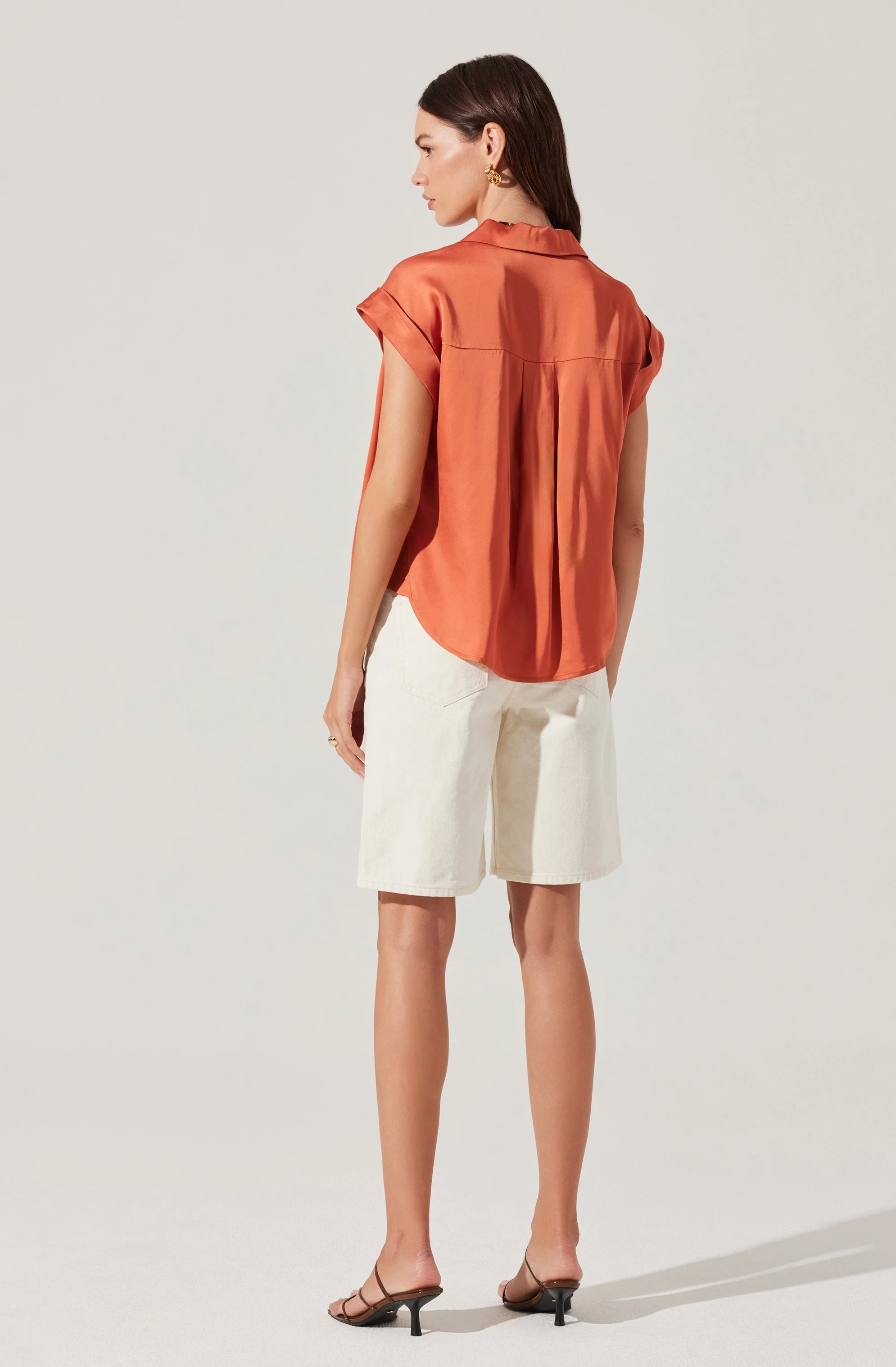 Callen Satin Button Up Top