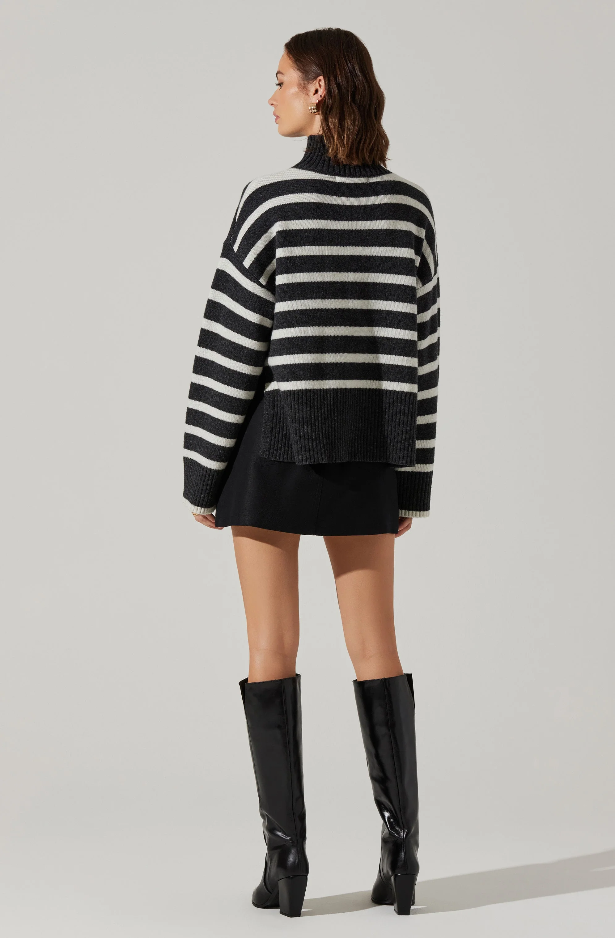 Sophea Striped Mock Neck Sweater