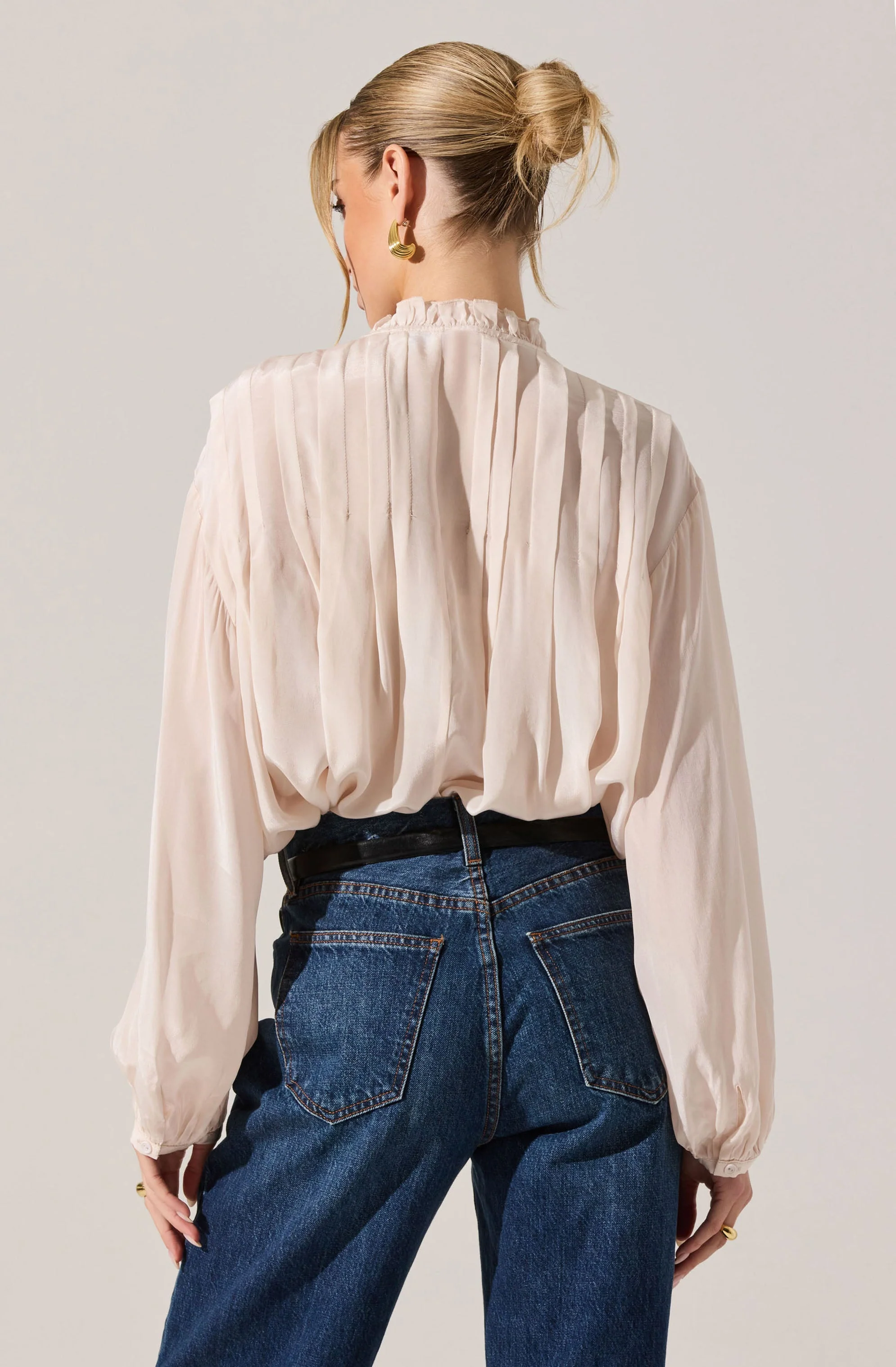 Ashton Pleated Ruffle Trim Top