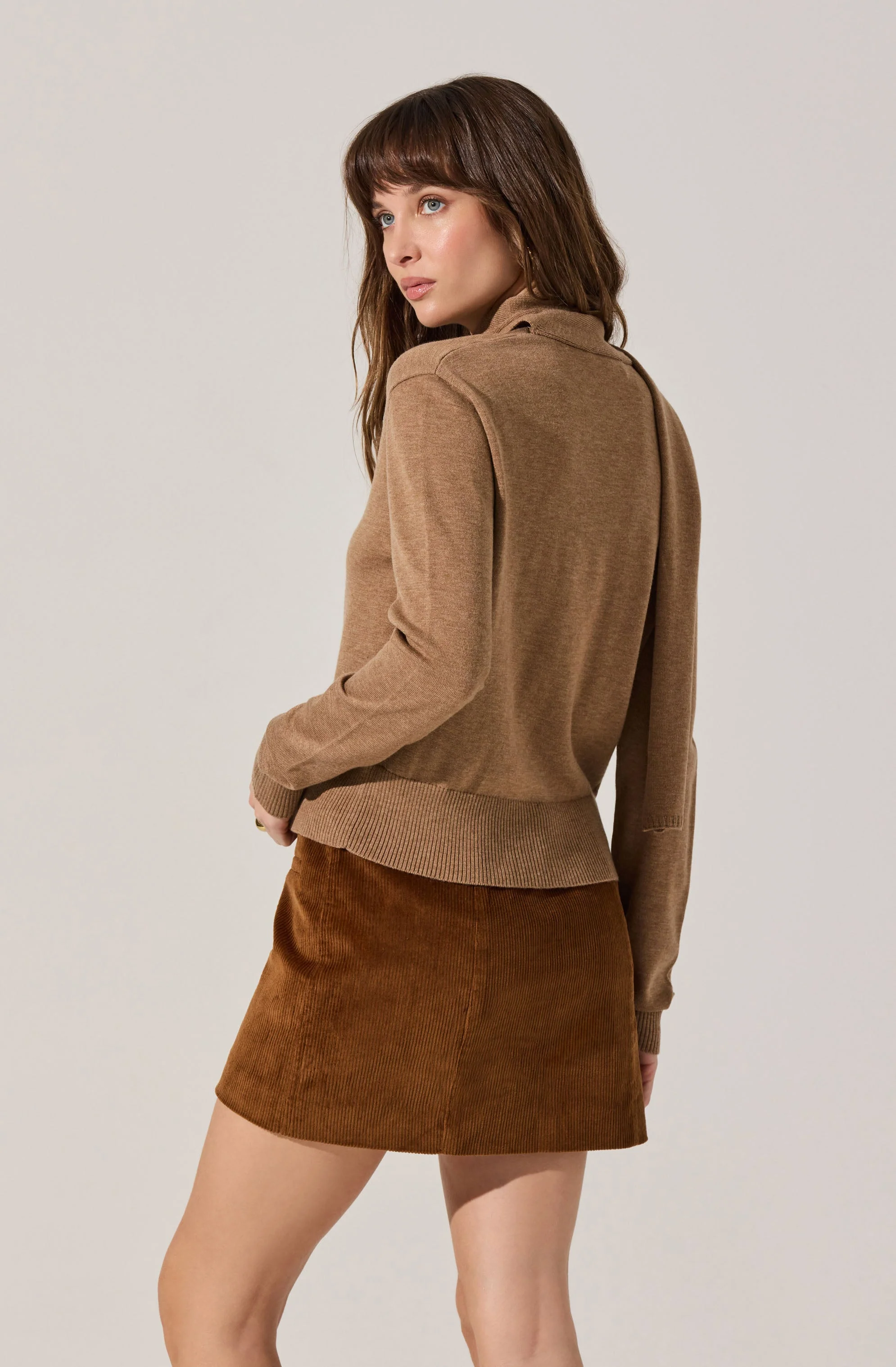 Glynne V-Neck Scarf Cardigan Sweater