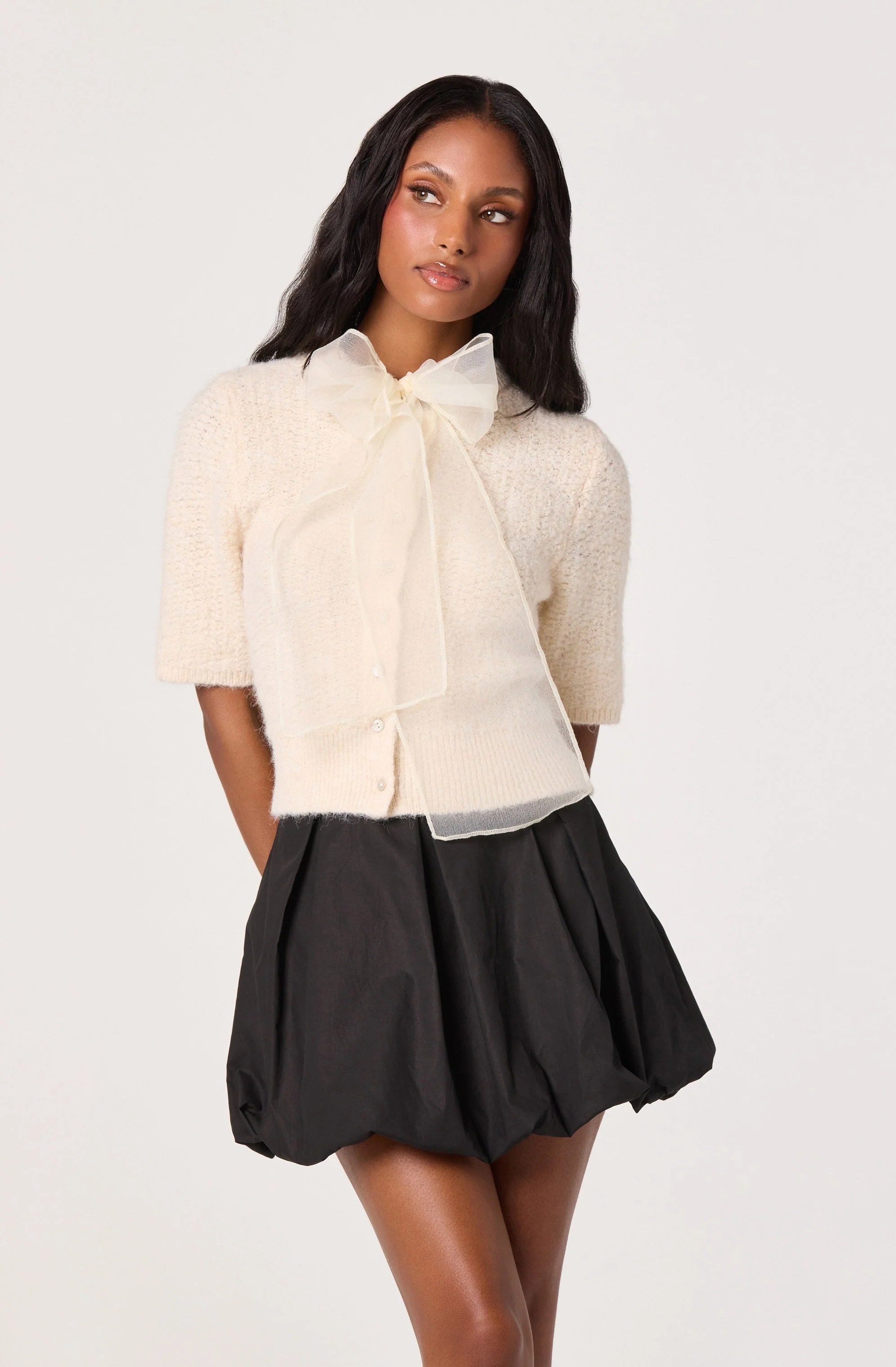 Wide Pleat Bubble Mini Skirt