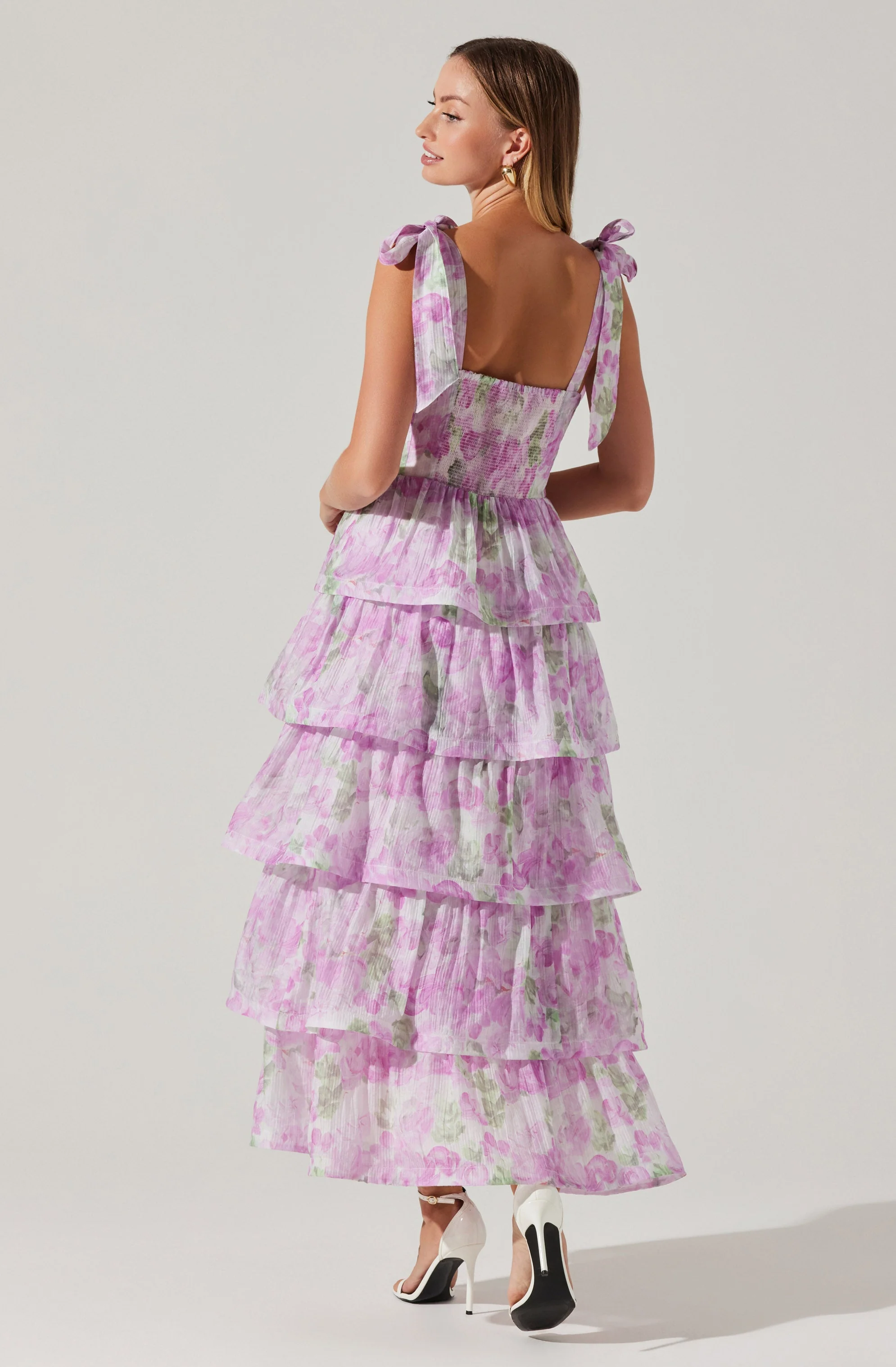 Zirconia Floral Tiered Maxi Dress