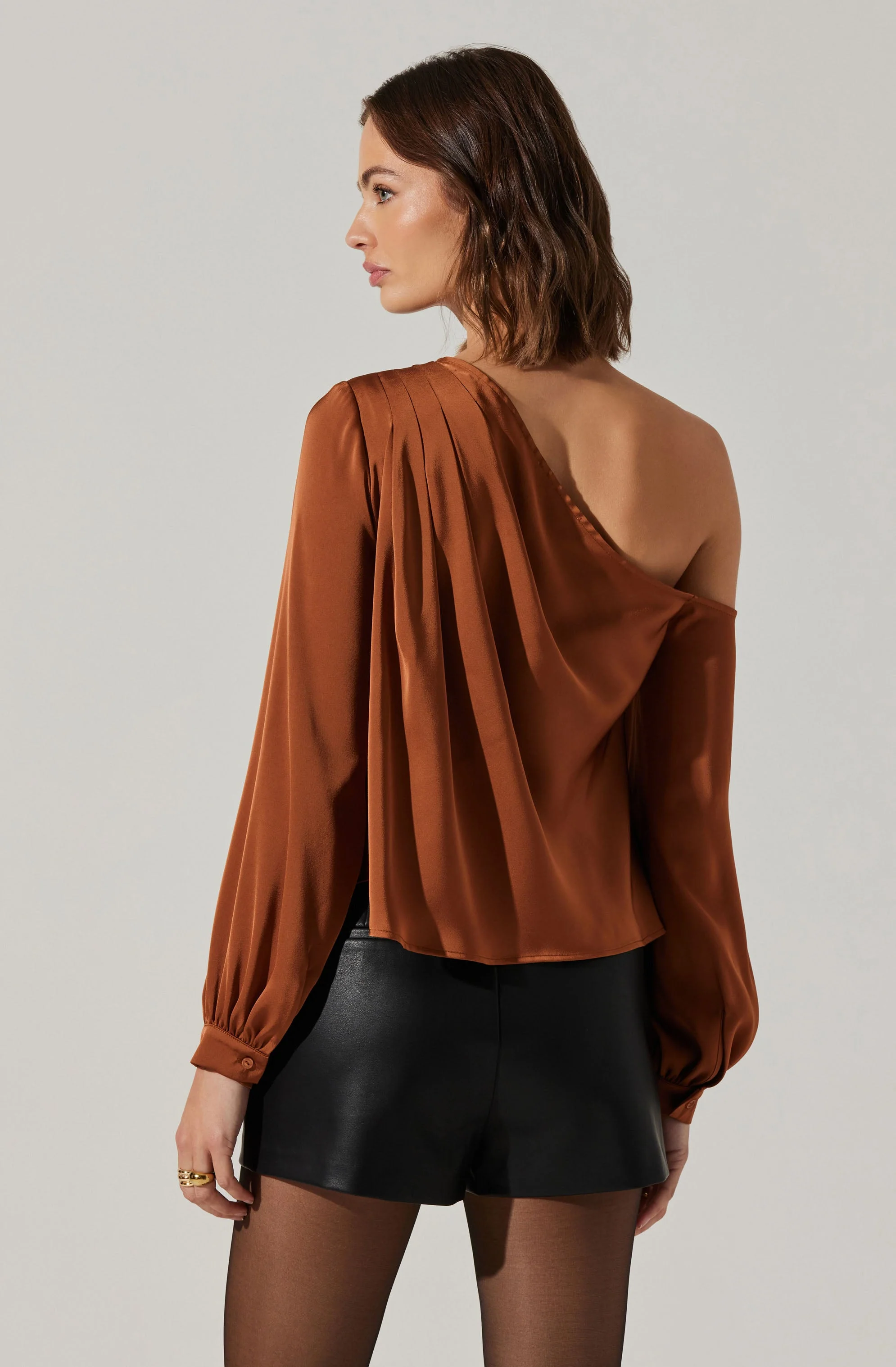 Nieves Satin One Shoulder Top