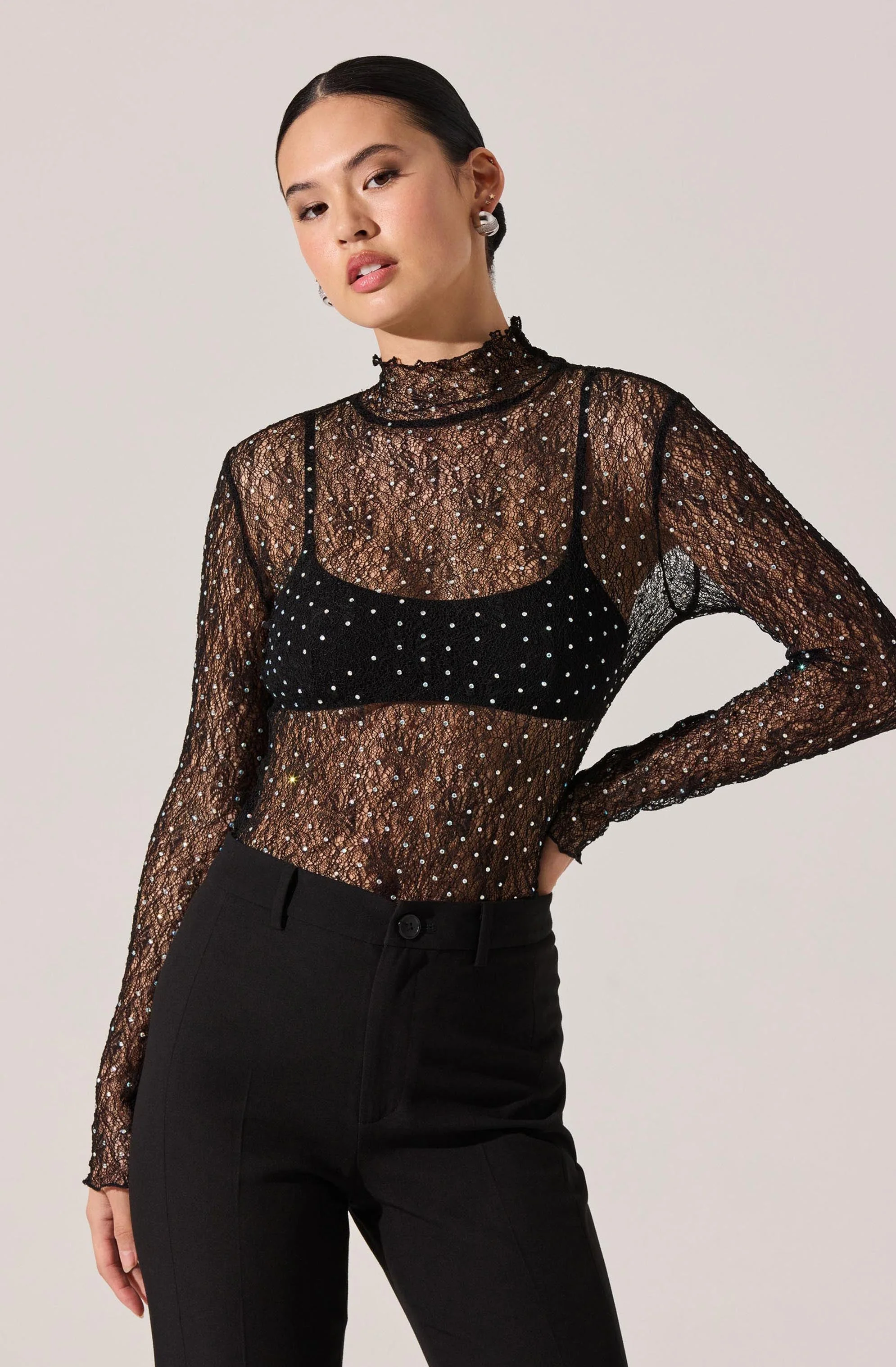 Kyra Rhinestone Lace Top