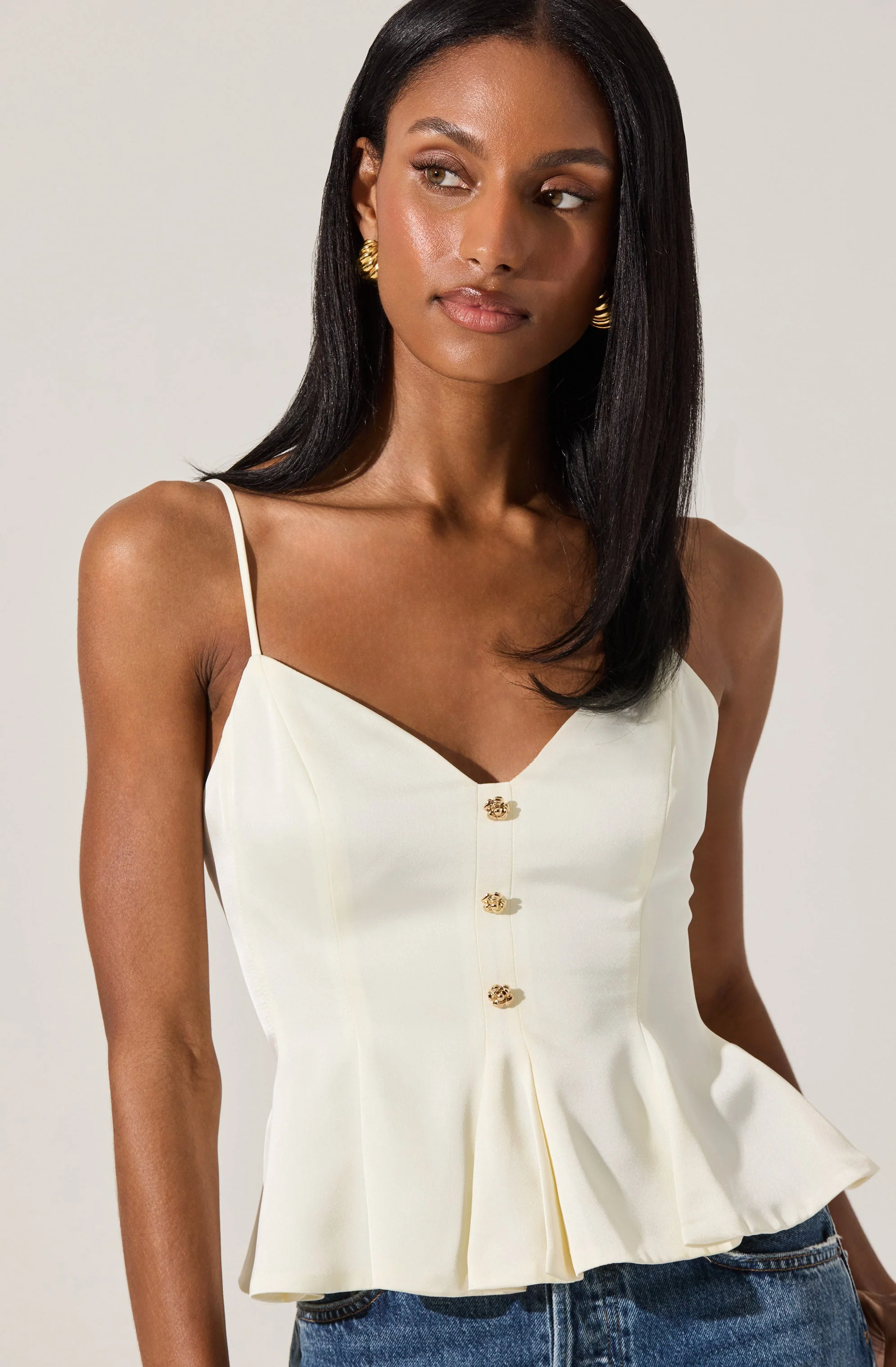 Paislee Satin Pleated Peplum Top