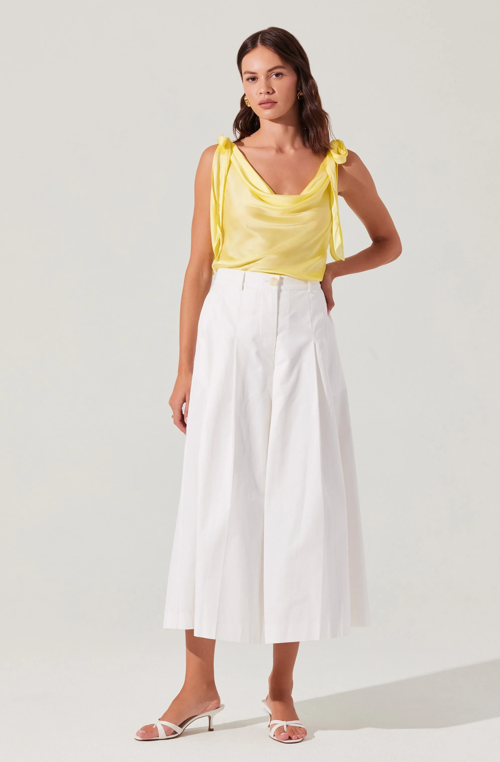 Allexina Satin Cowl Neck Top