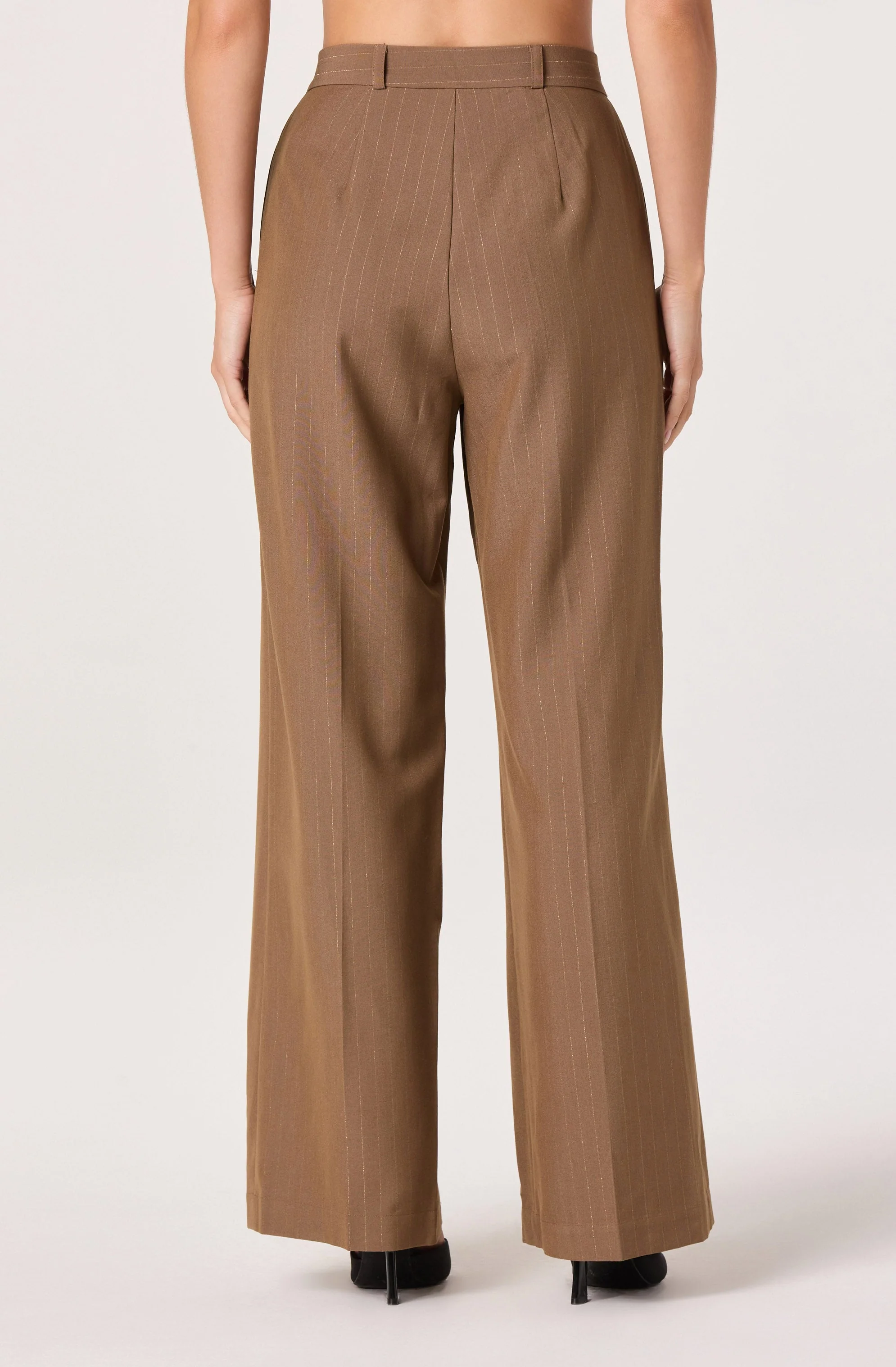 Pleated Metallic Pinstripe Trouser