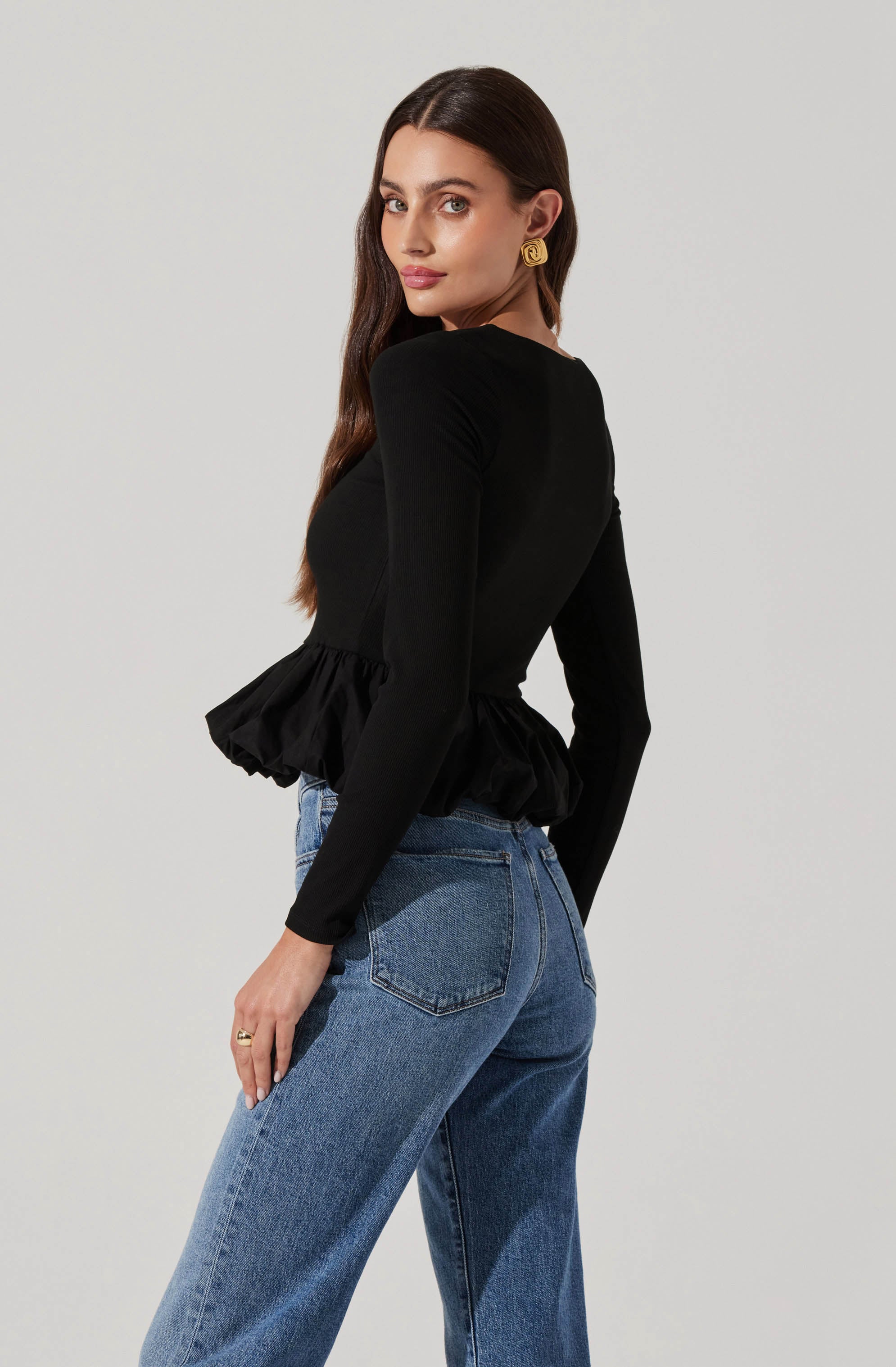 Bubble Hem Peplum Top