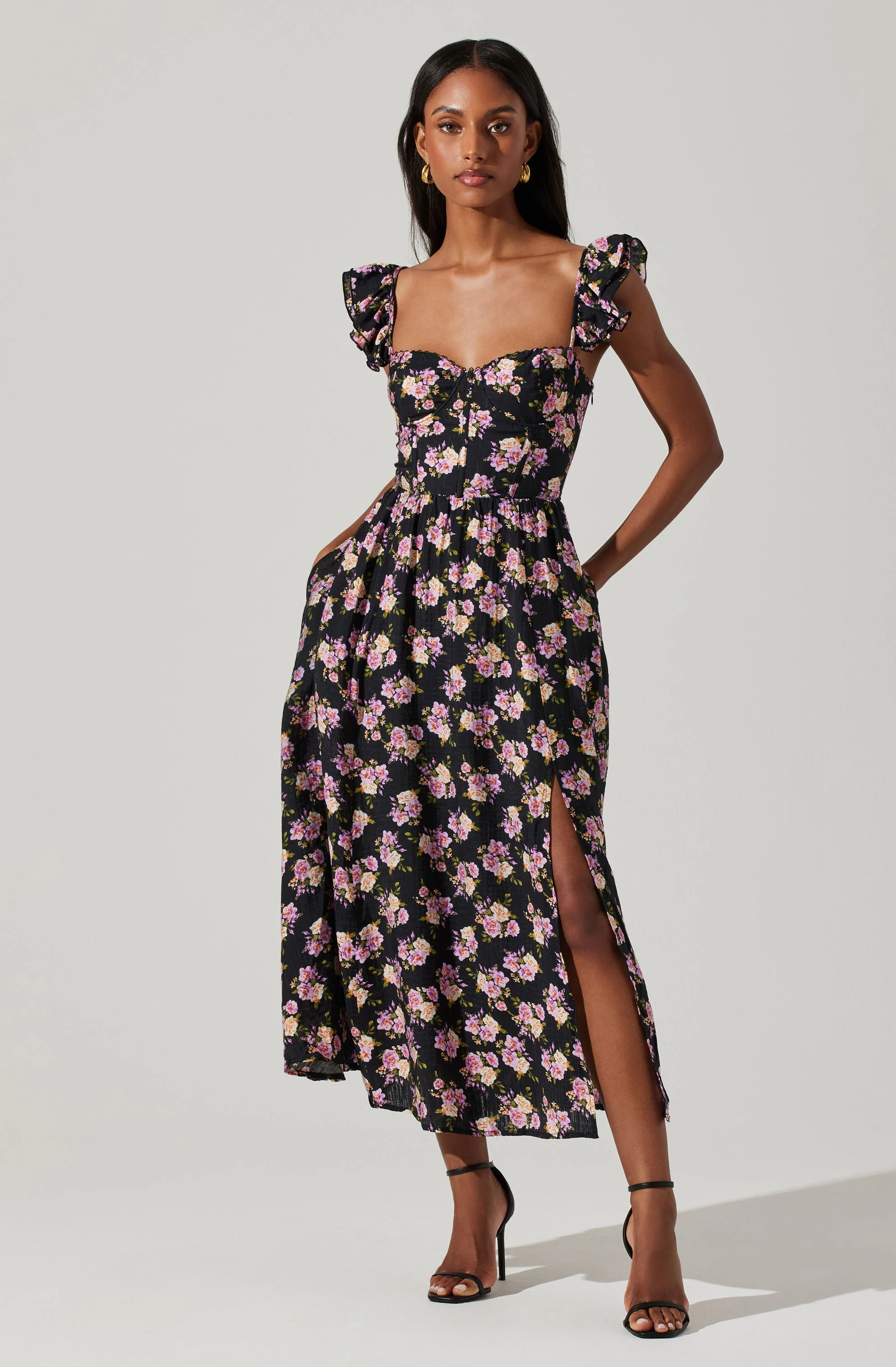Wedelia Floral Bustier Midi Dress