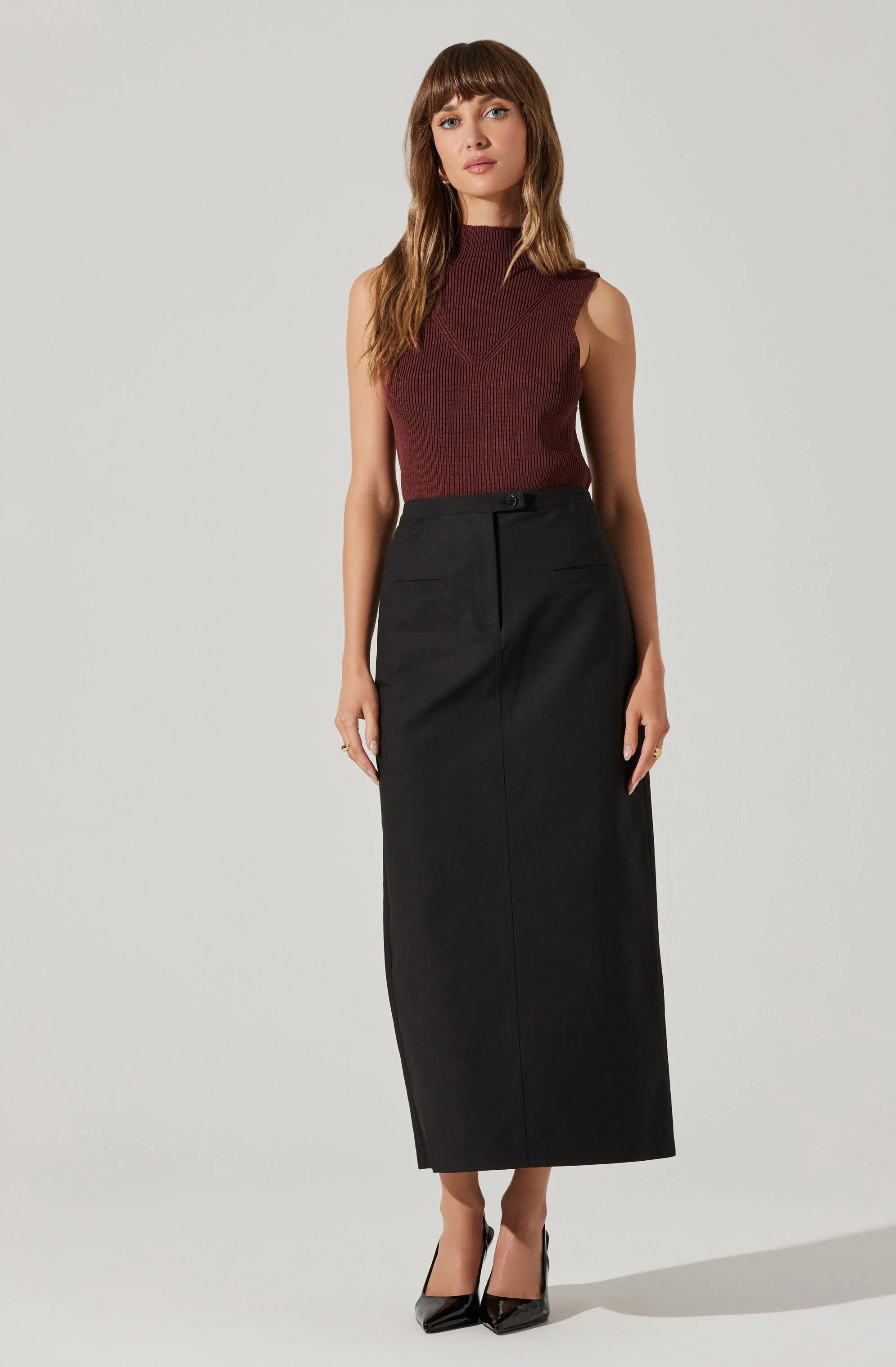 Zea Mock Neck Sleeveless Sweater