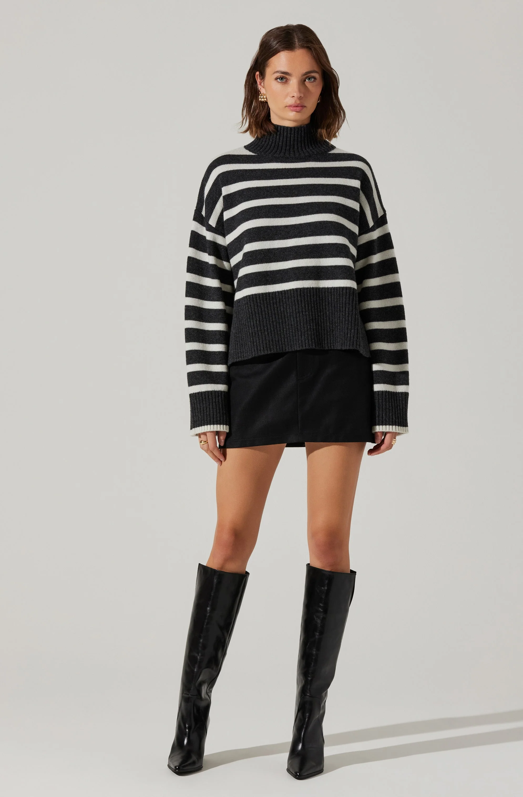 Sophea Striped Mock Neck Sweater