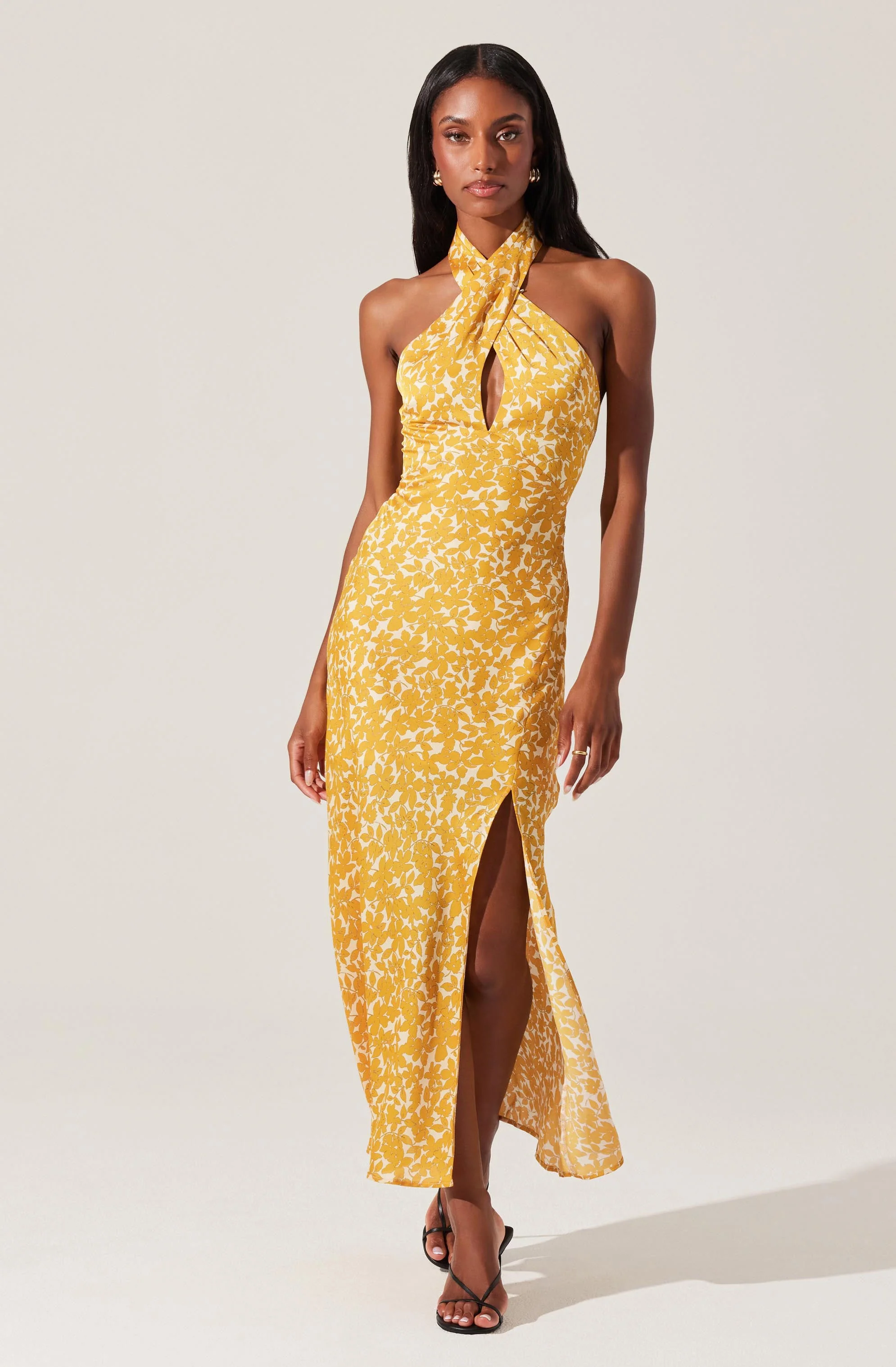 Marissa Floral Halter Neck Dress