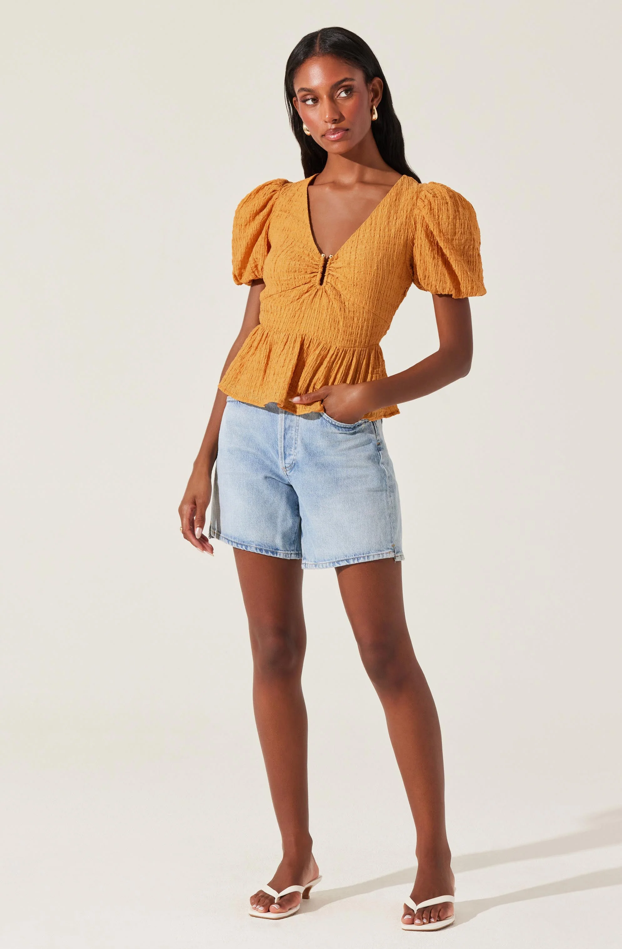 Mylah Puff Sleeve Peplum Top