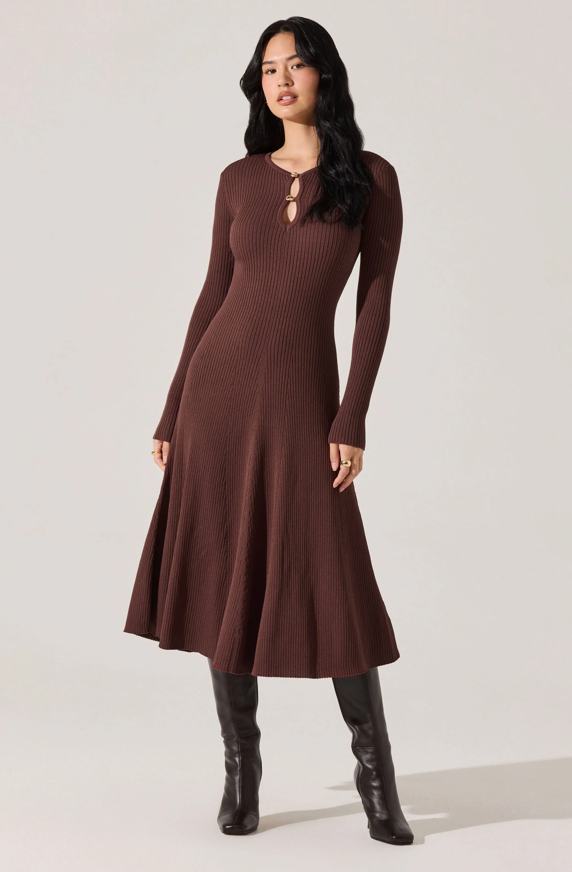 Fallyn Ribbed Sweater Midi Dress