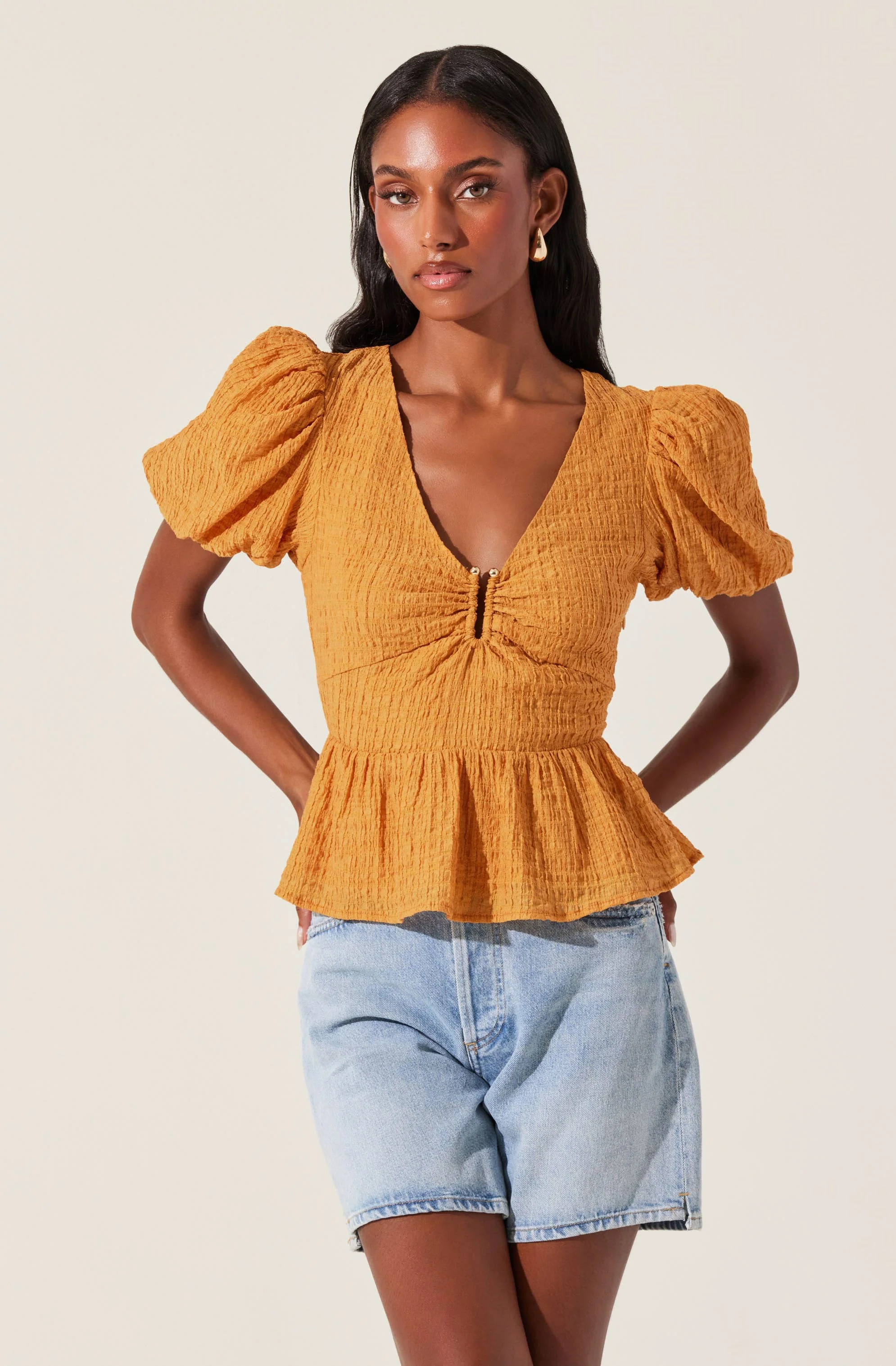 Mylah Puff Sleeve Peplum Top