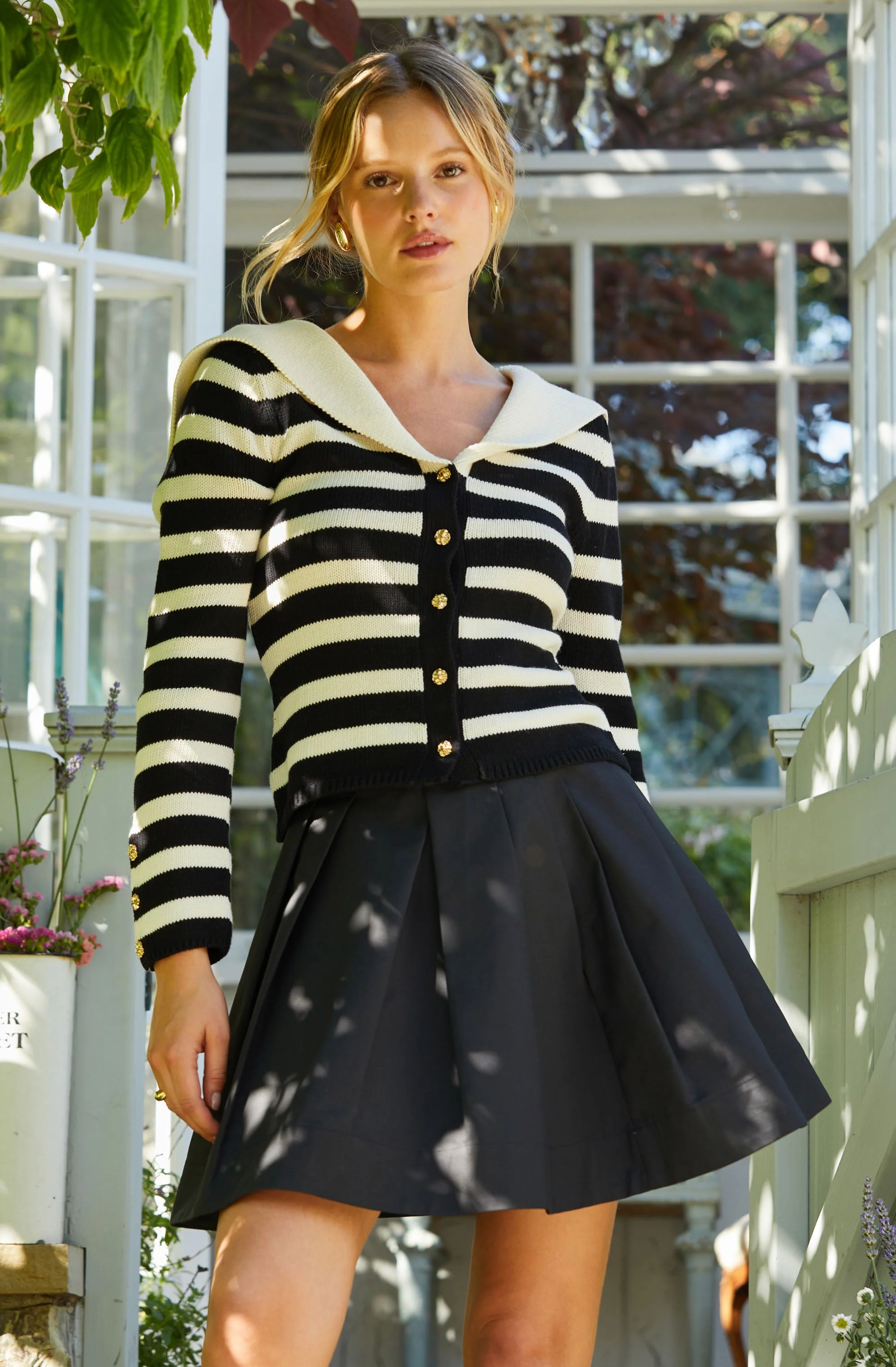 Analissa Stripe Sailor Collar Cardigan