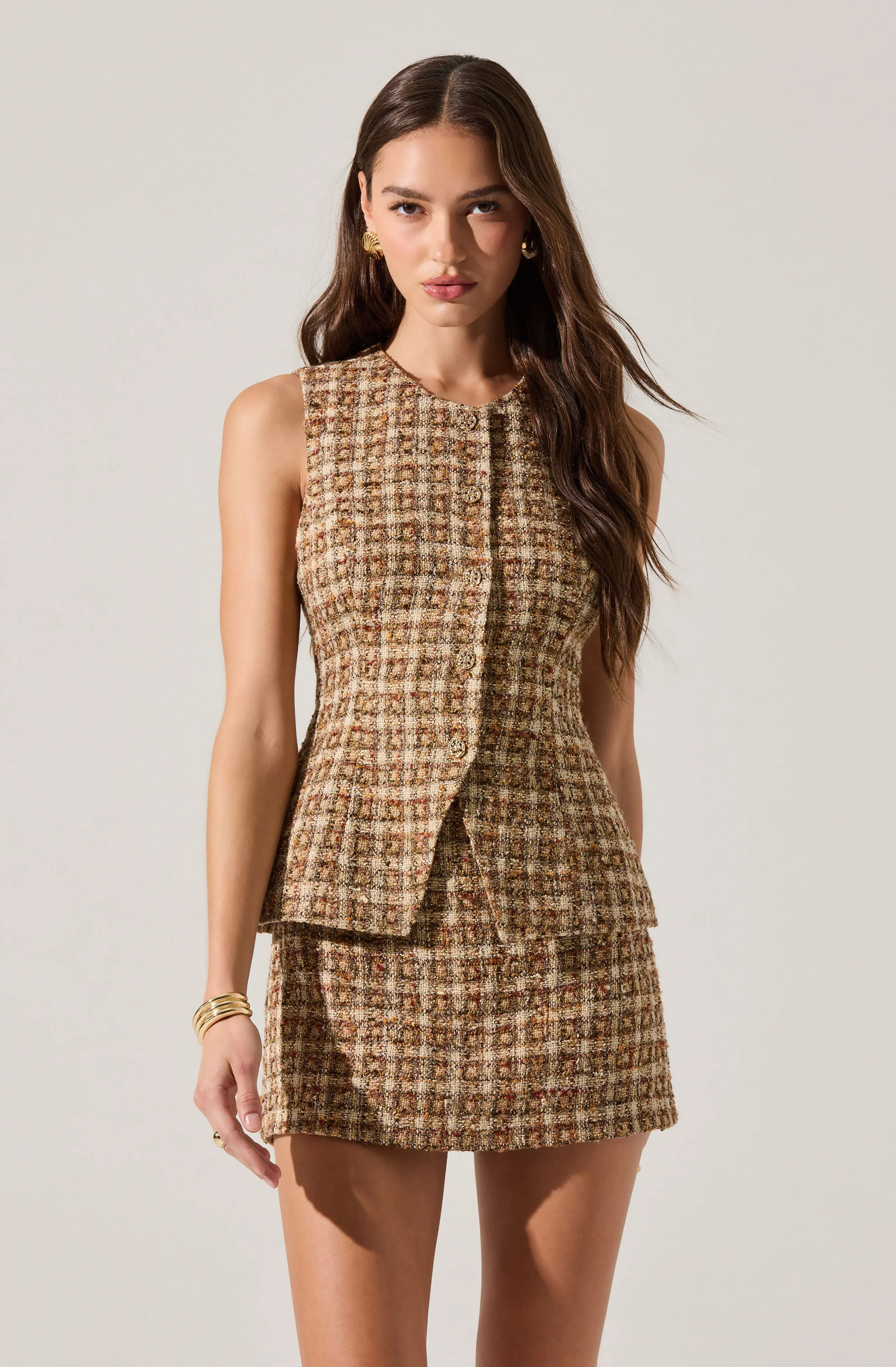 Dilone Tweed Vest Mini Dress