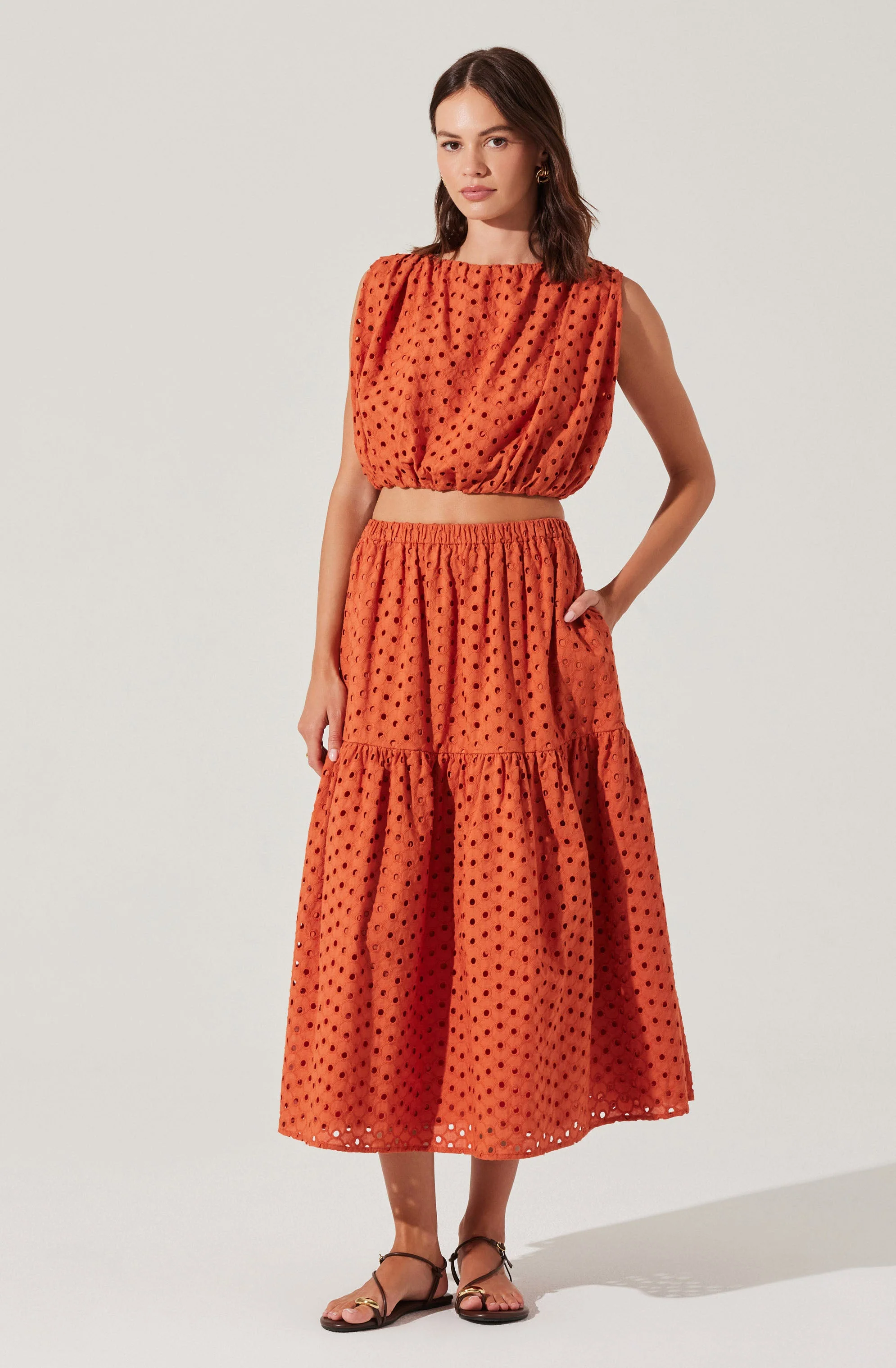 Nalley Eyelet Midi Skirt