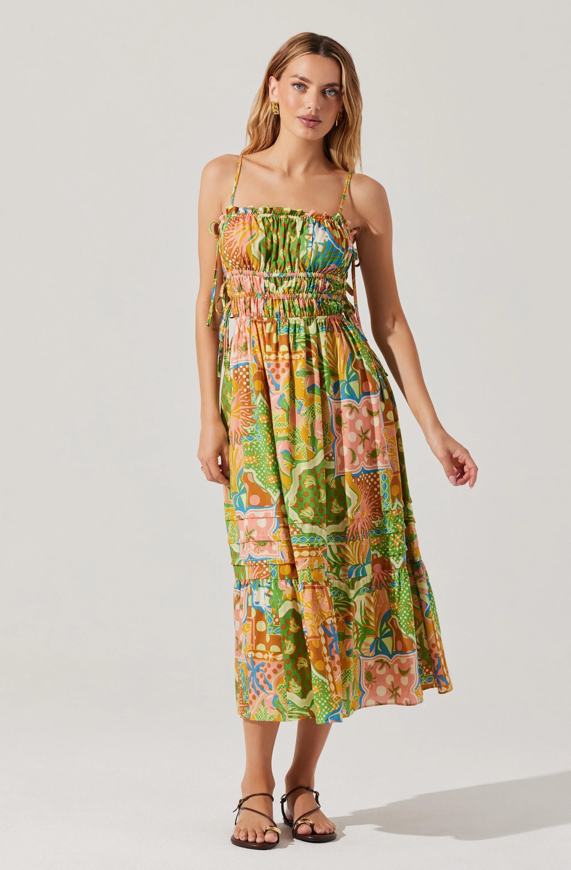 Elisabeth Printed Shirred Midi Dress