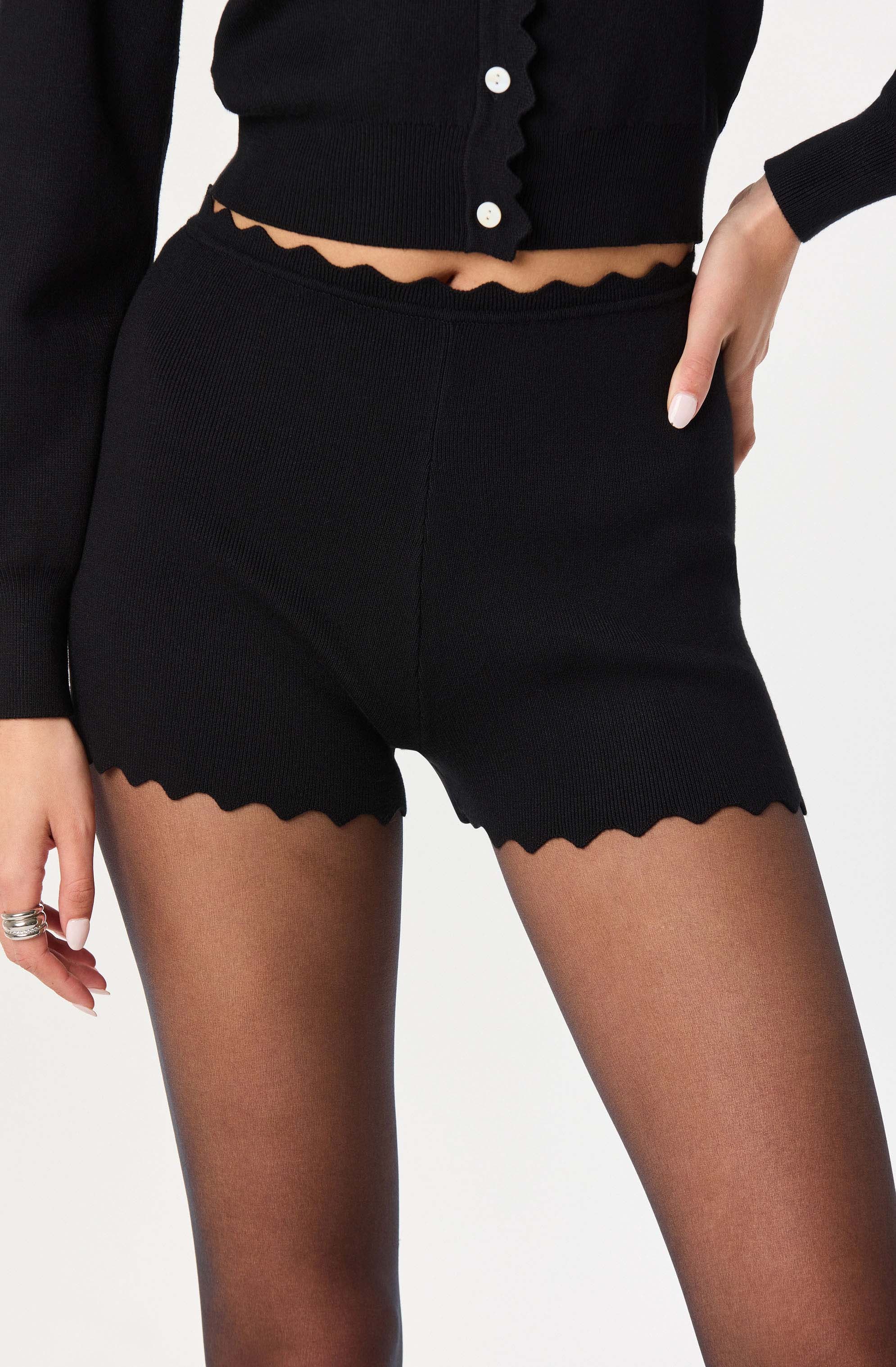 Scalloped Trim Sweater Shorts