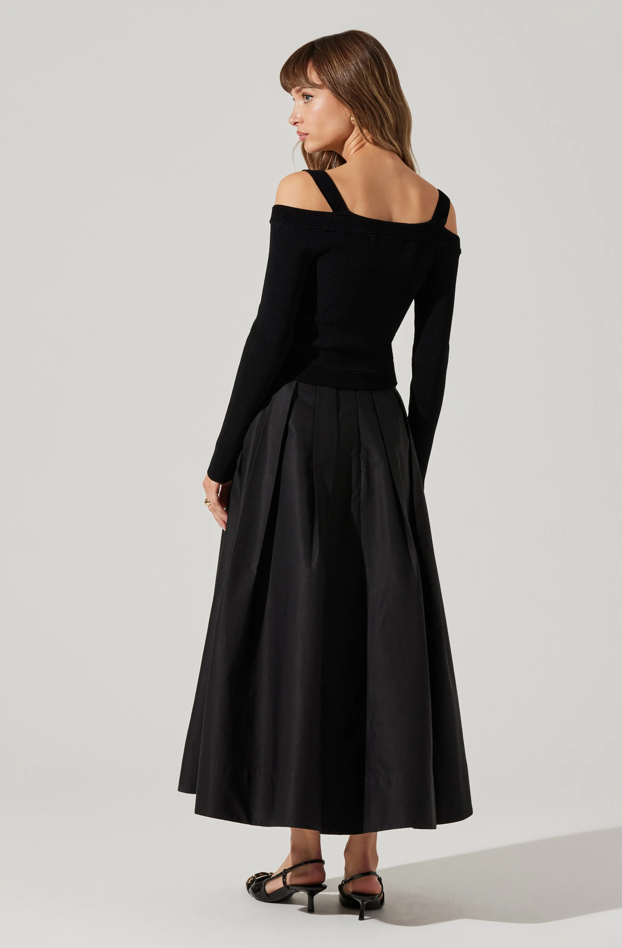 Pacey Ribbed Cold Shoulder Sweater