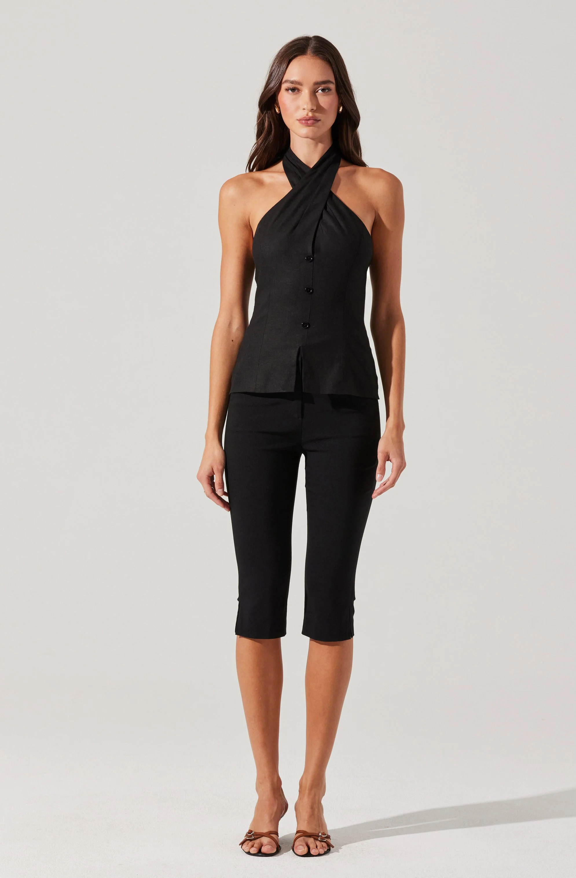 Yaritza Crossover Linen Blend Vest