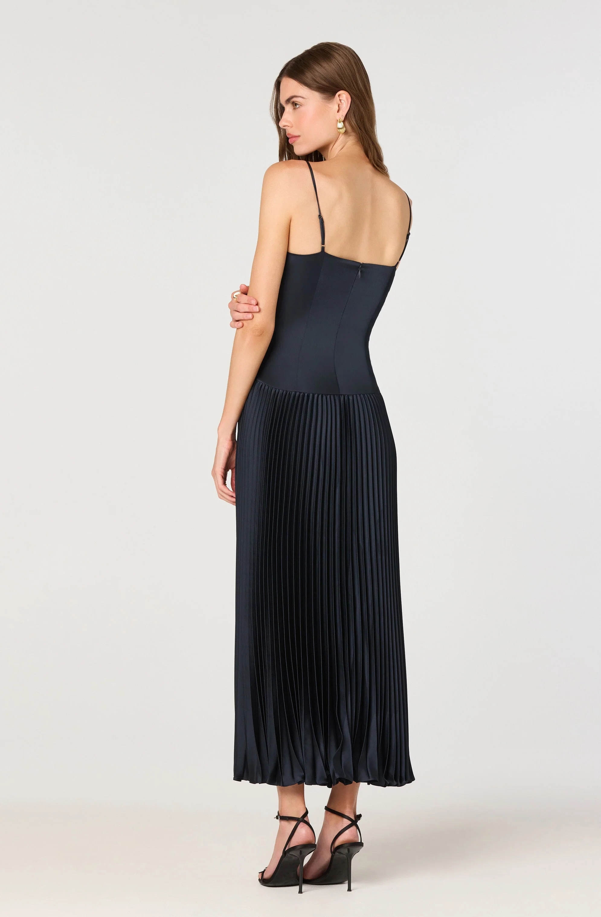 Pleated Drop Waist Maxi Dress