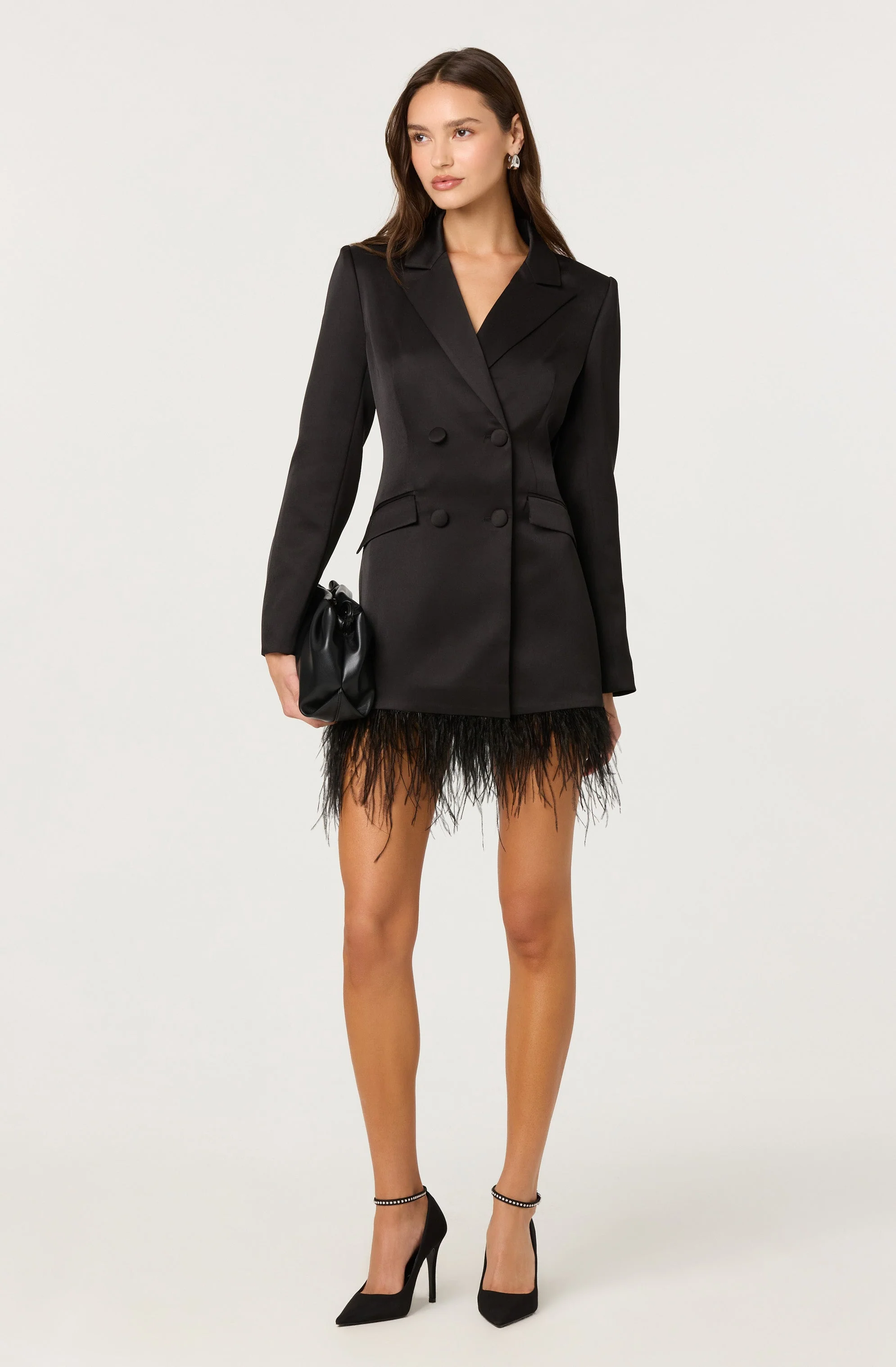 Breonna Feather Trim Blazer Dress