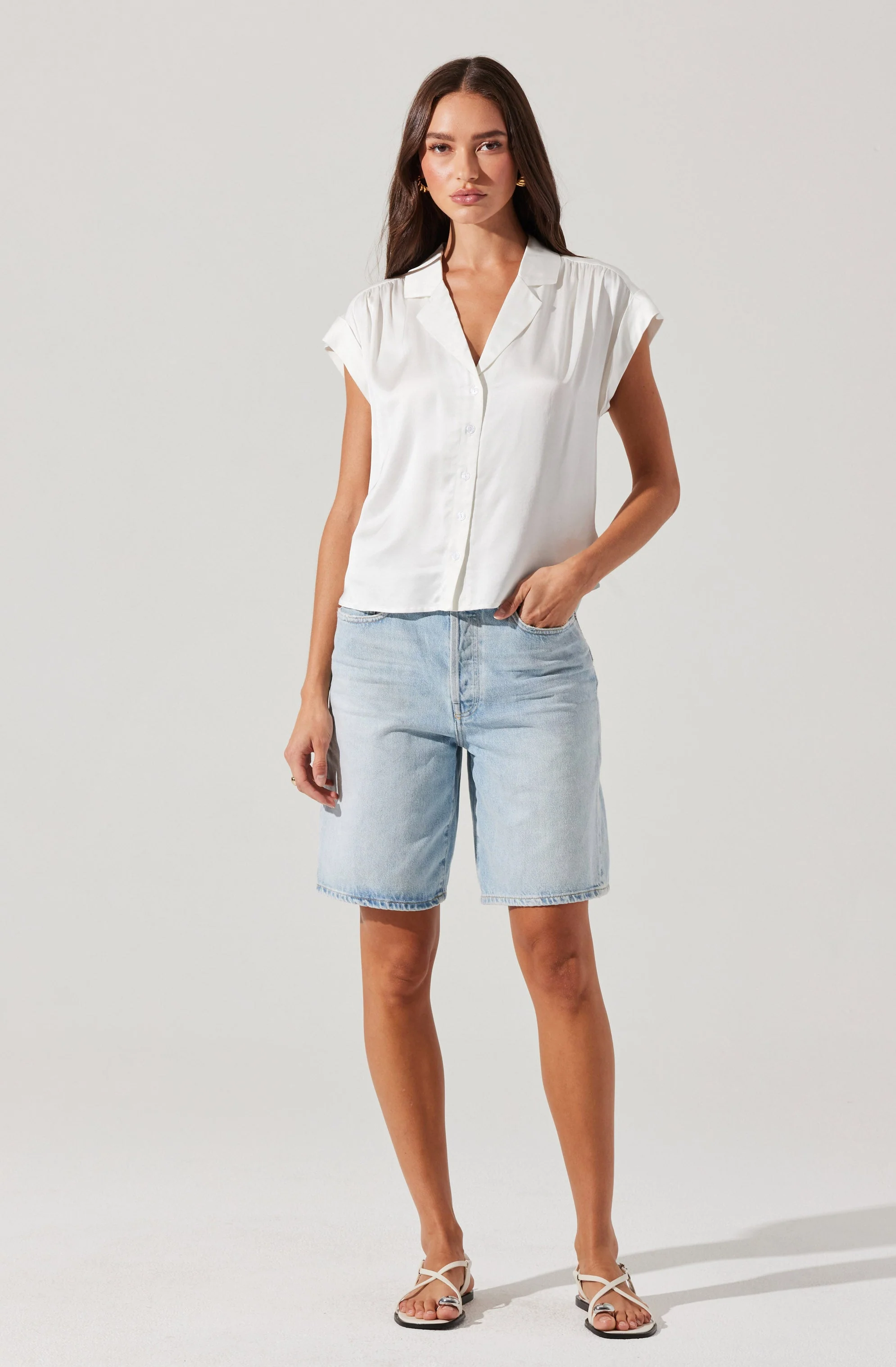 Callen Satin Button Up Top