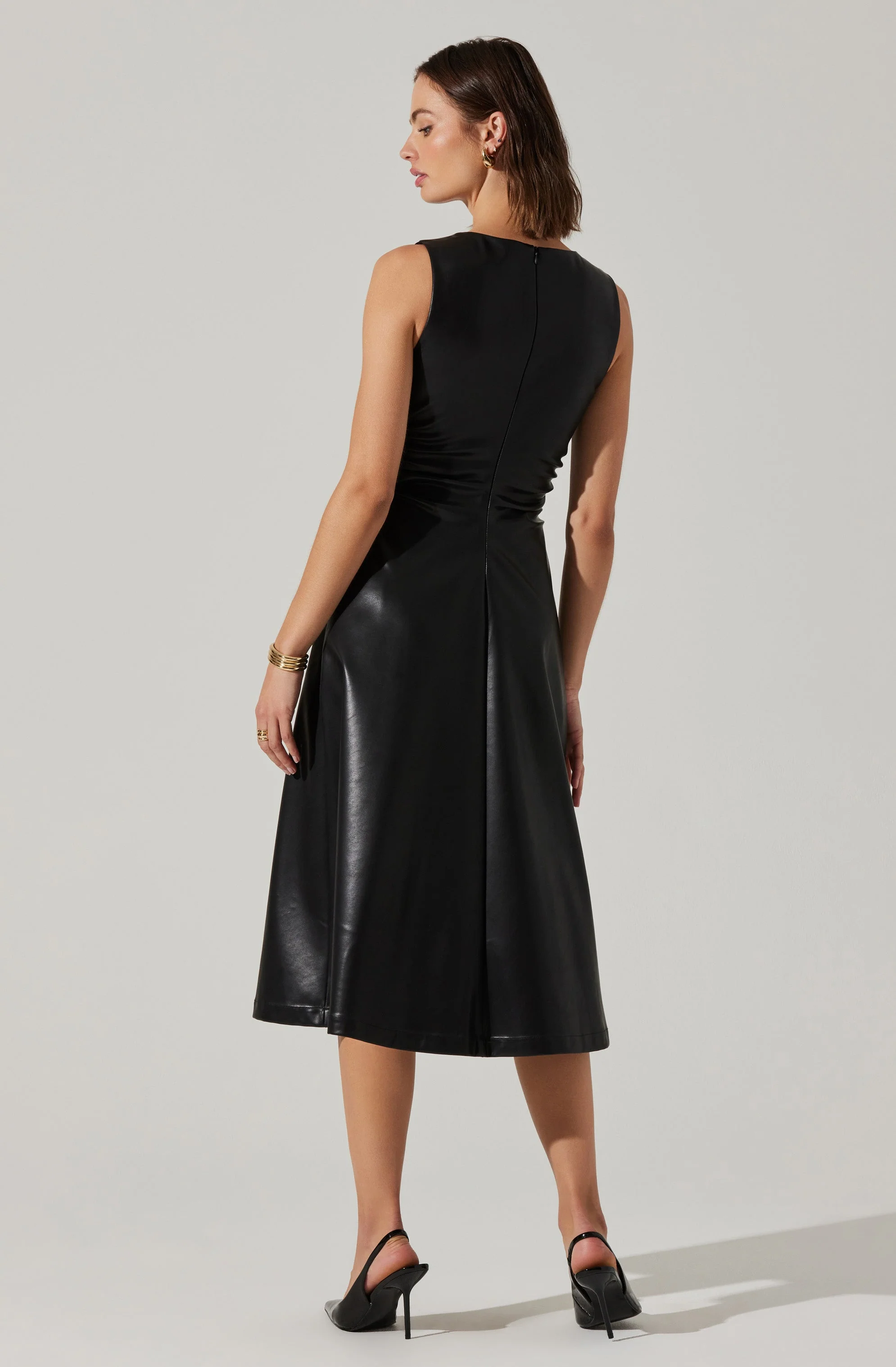 Omaira Faux Leather Midi Dress