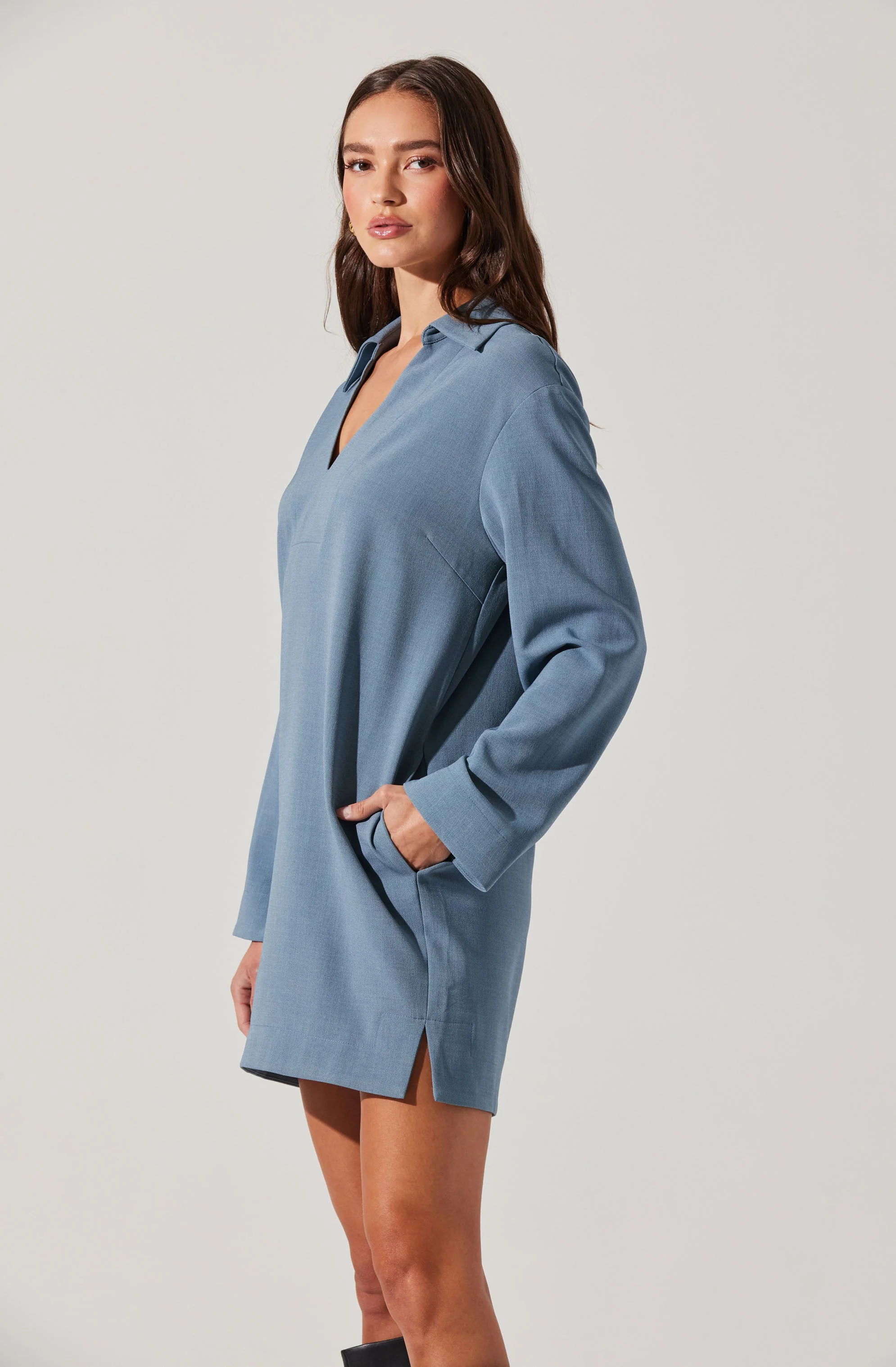 V-Neck Woven Mini Dress