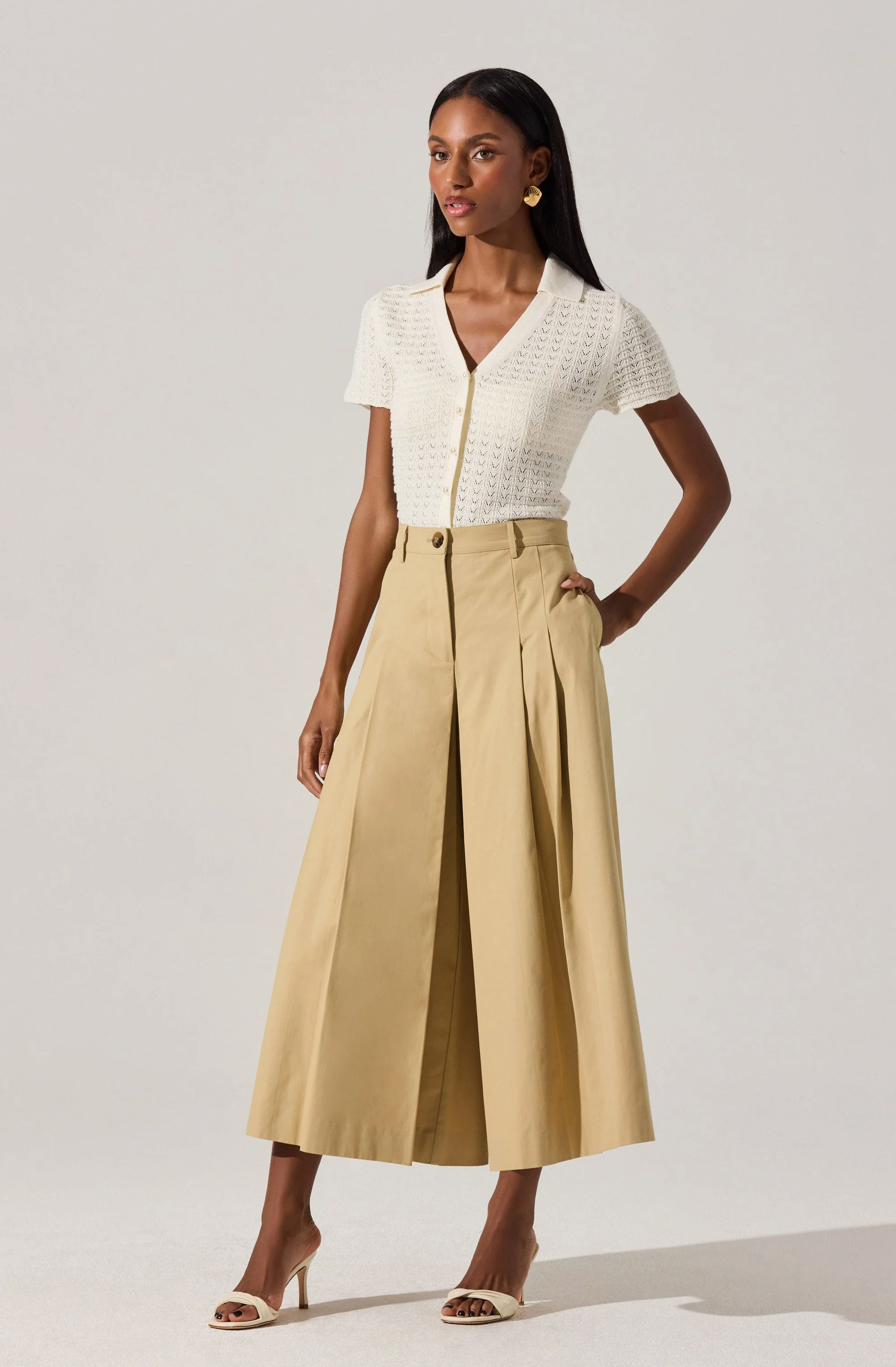 Pearl Polo Pointelle Sweater